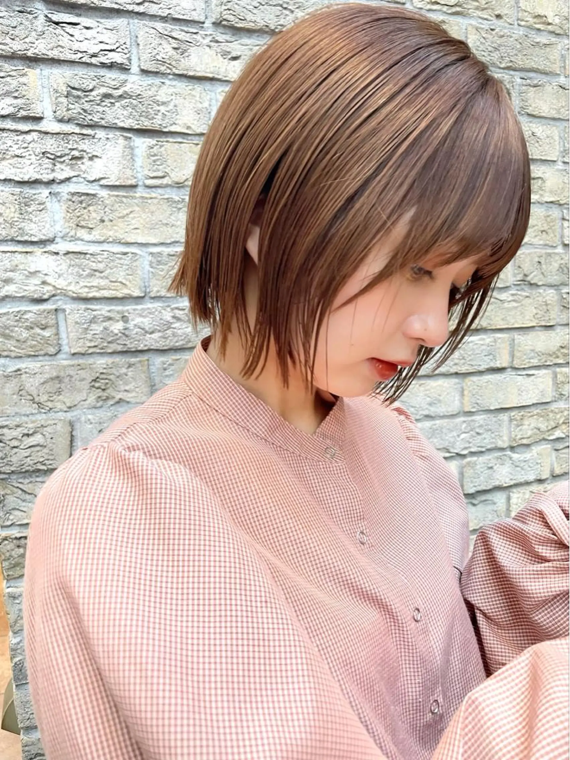 ショート ボブ シースルーバング サイドバング カット トリートメント 結べるレイヤーボブ くびれLady表参道のヘアスタイル