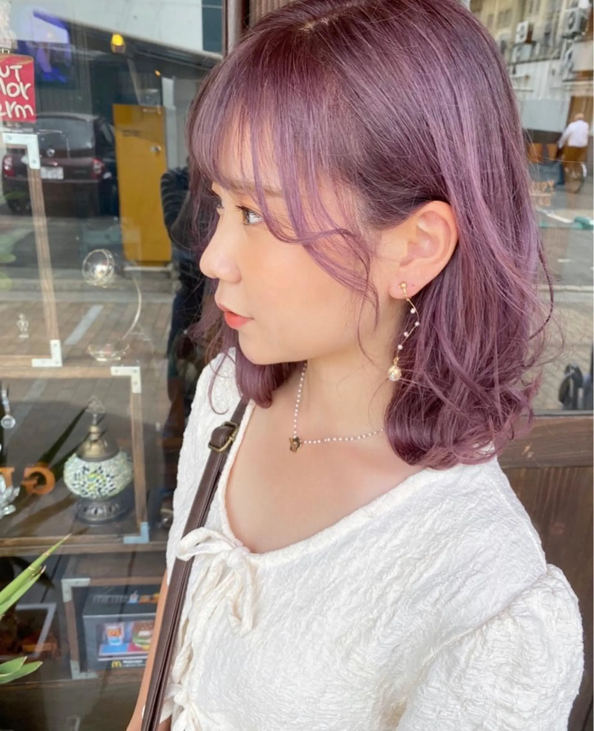 ミディアム カラー ベージュカラー ラベンダーカラー ヘアカラー 玉木 育実のヘアスタイル
