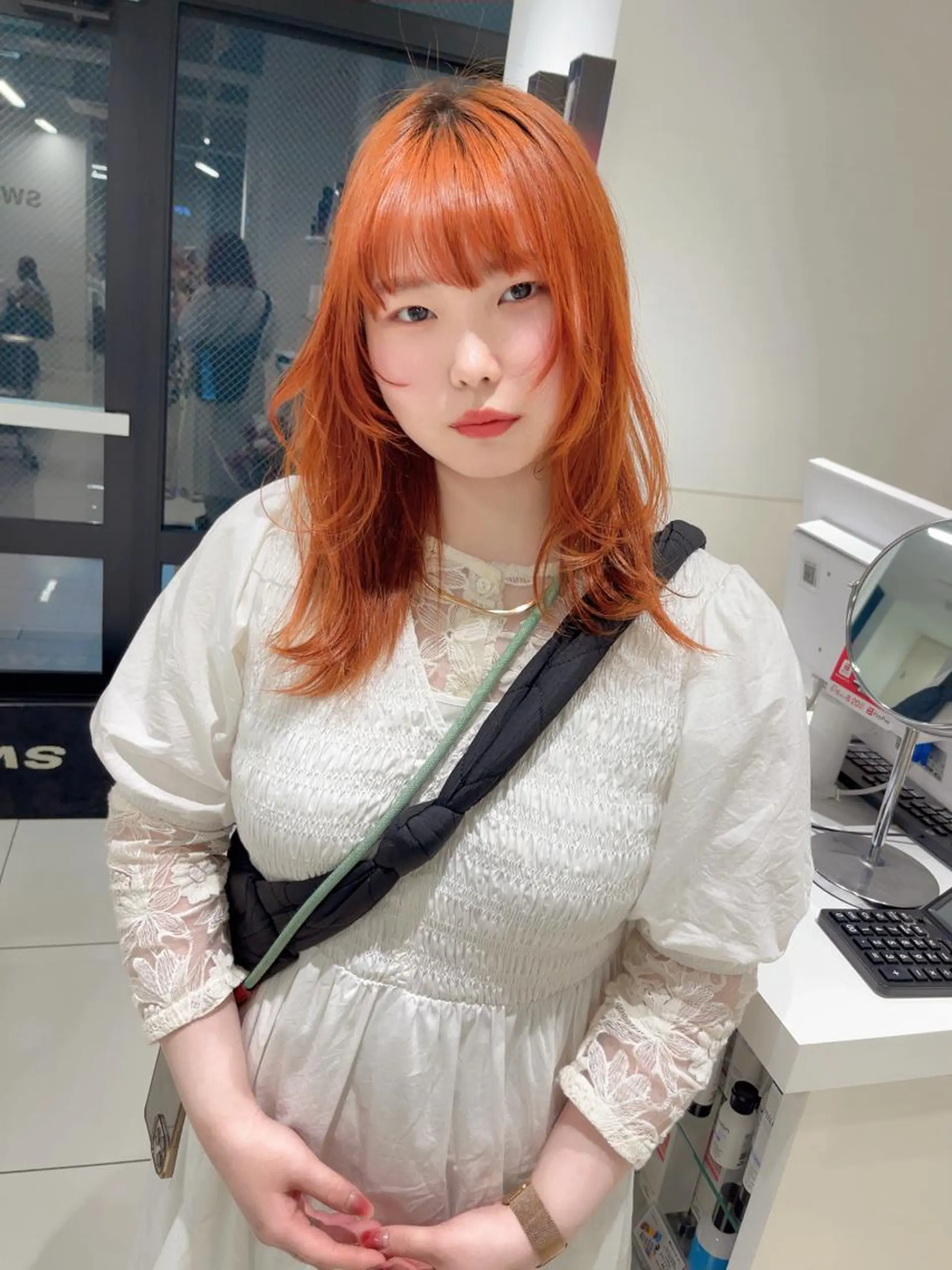 ミディアム カラー りおな/エクステ /ミルクティーカラーのヘアスタイル