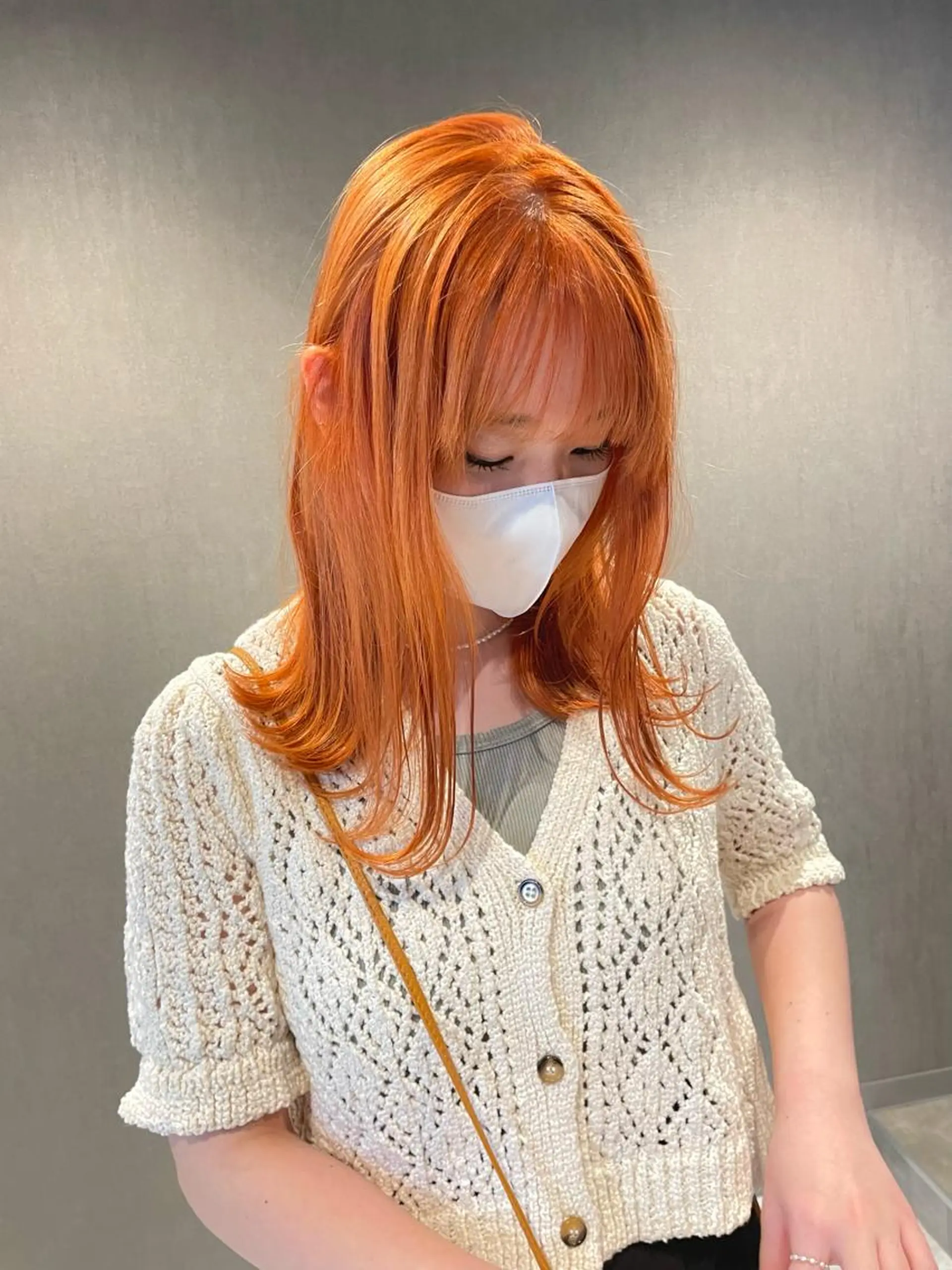ロング カラー ブリーチ ケアブリーチ オレンジ トリートメント メンズパーマモデル 募集　サトチハルのヘアスタイル