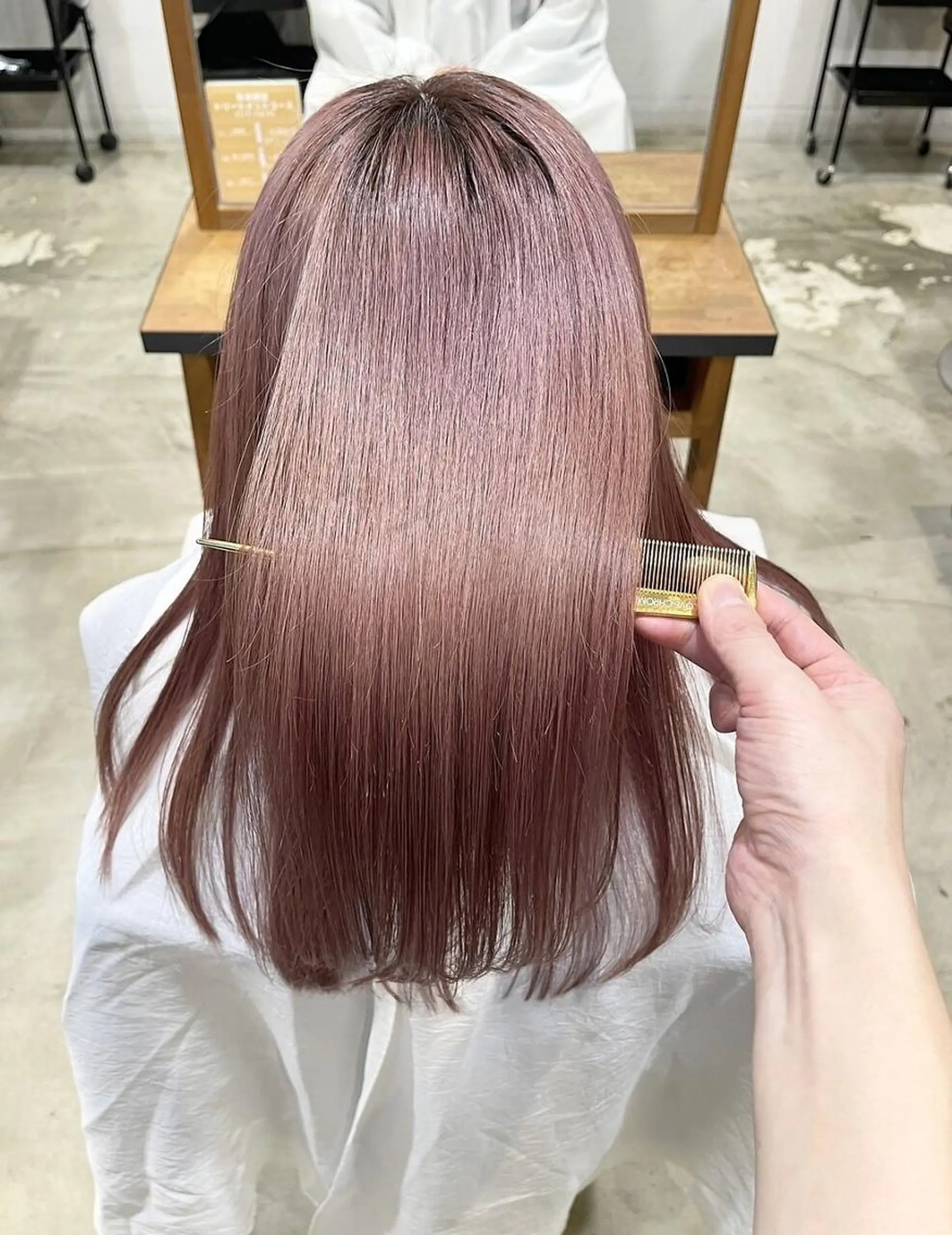 ロング カット ヘアカラー 韓国レイヤーカット✨ 縮毛矯正　原田 優作のヘアスタイル