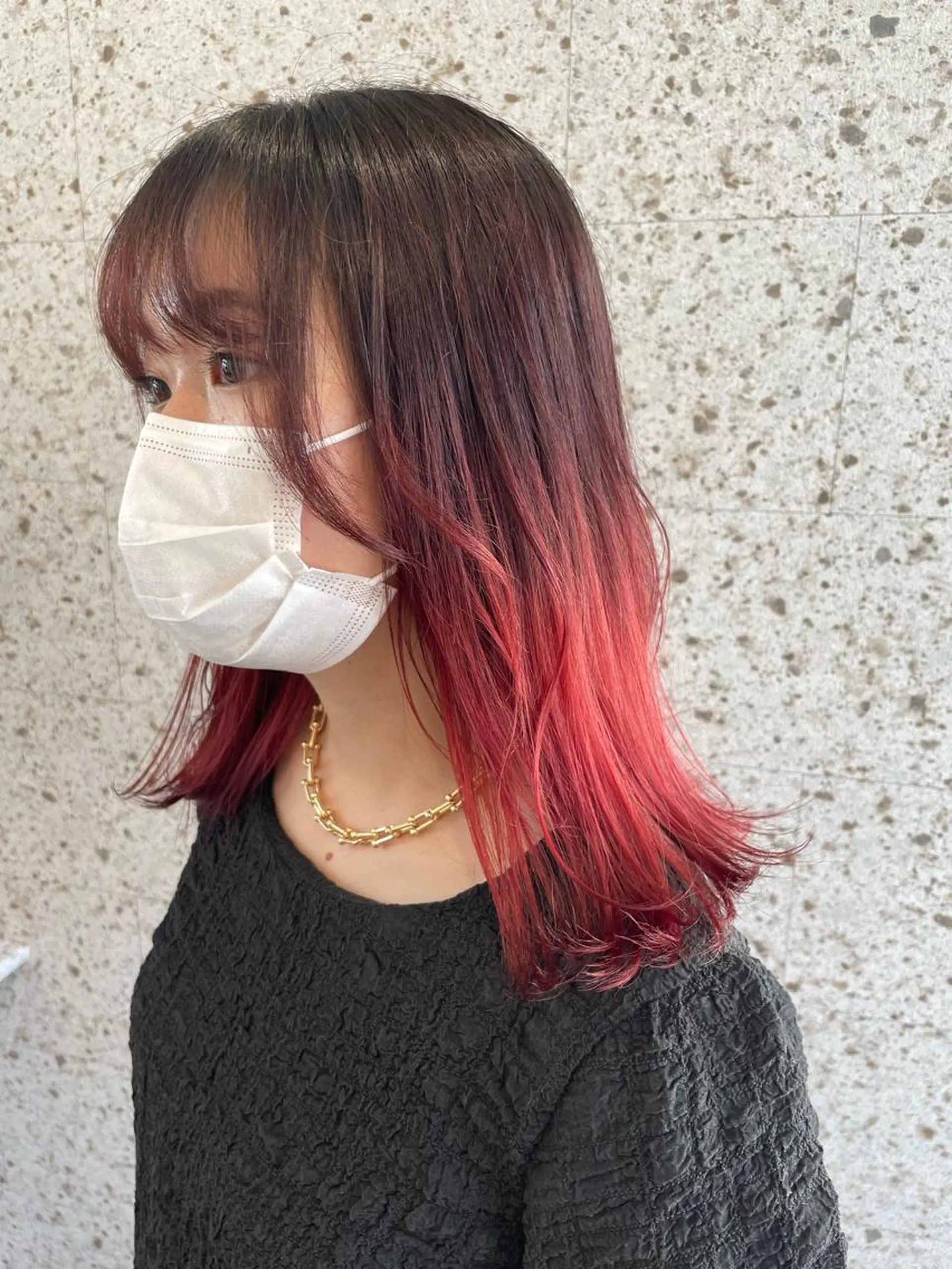ミディアム カラー レッドカラー lani hair salon所属・SHOTO ハイトー ン/デザインカラーのヘアスタイル