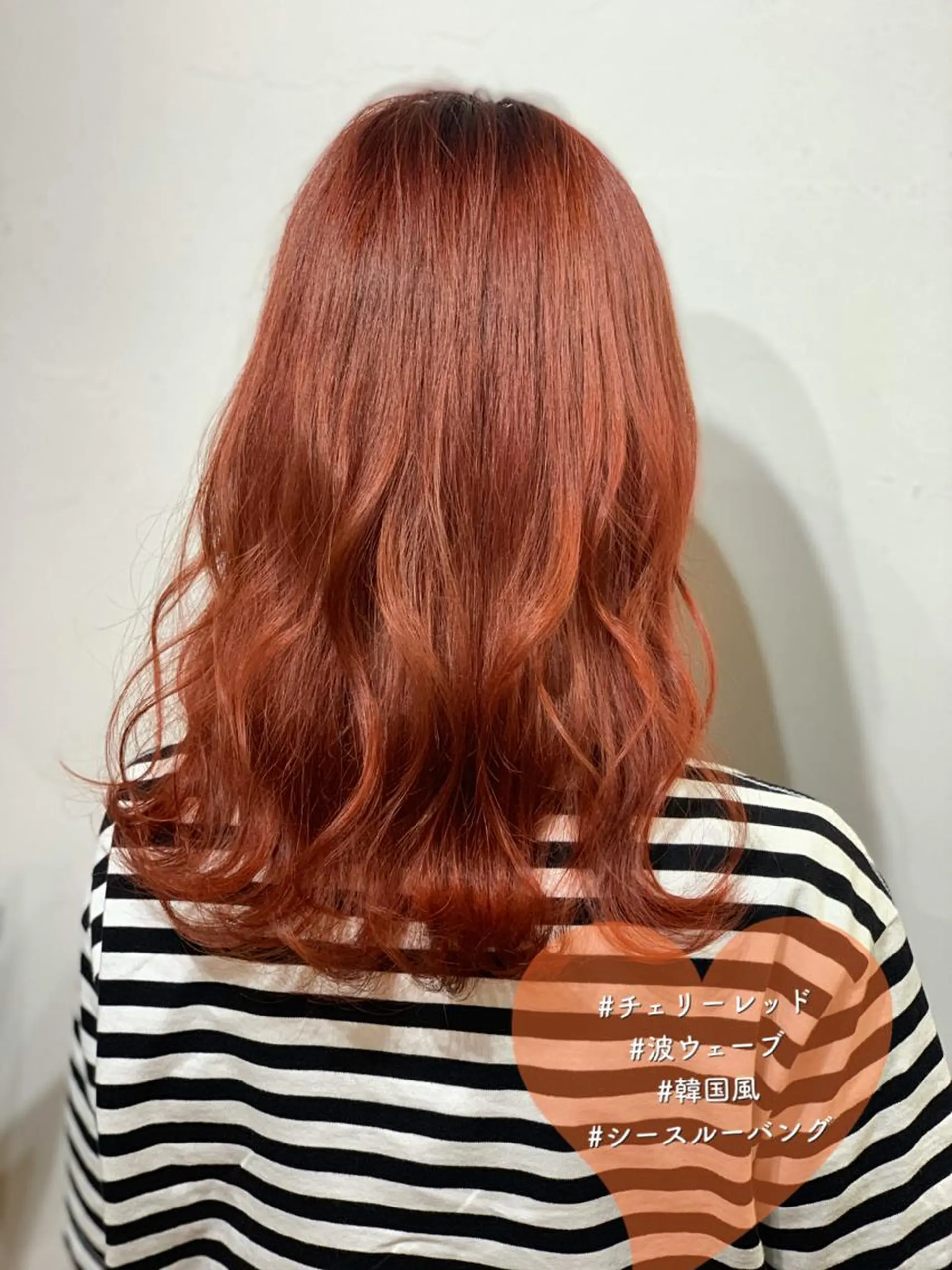セミロング カラー レッドカラー 韓国風ヘア シースルーバング カット ヘアカラー トリートメント shanti   平岸店所属・柾本 寛貴のヘアスタイル
