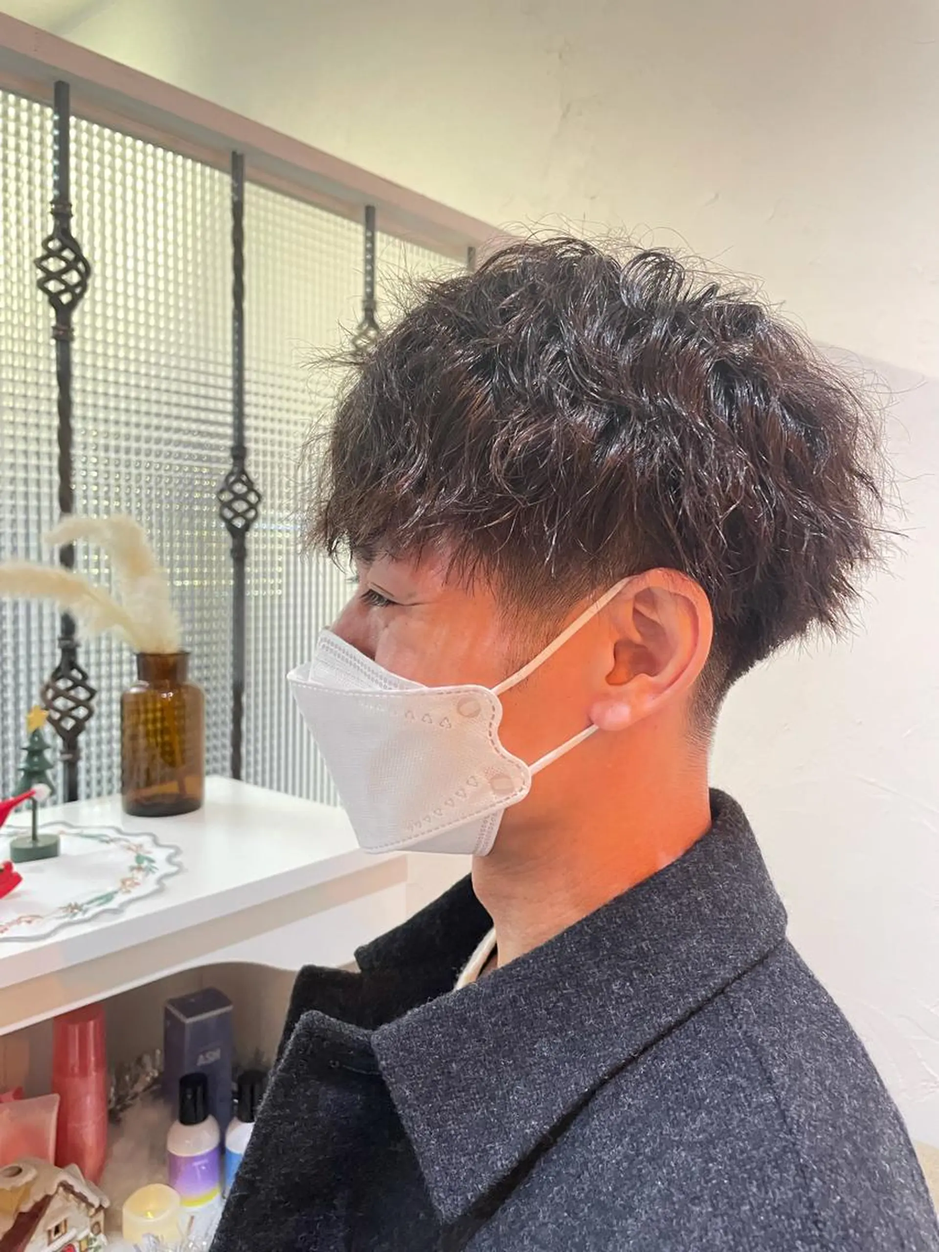 ショート パーマ メンズ マッシュ メンズパーマ 刈り上げ スパイラルパーマ Men's hair salon First 中百舌鳥店所属・First なかもず 店 YUKIのヘアスタイル