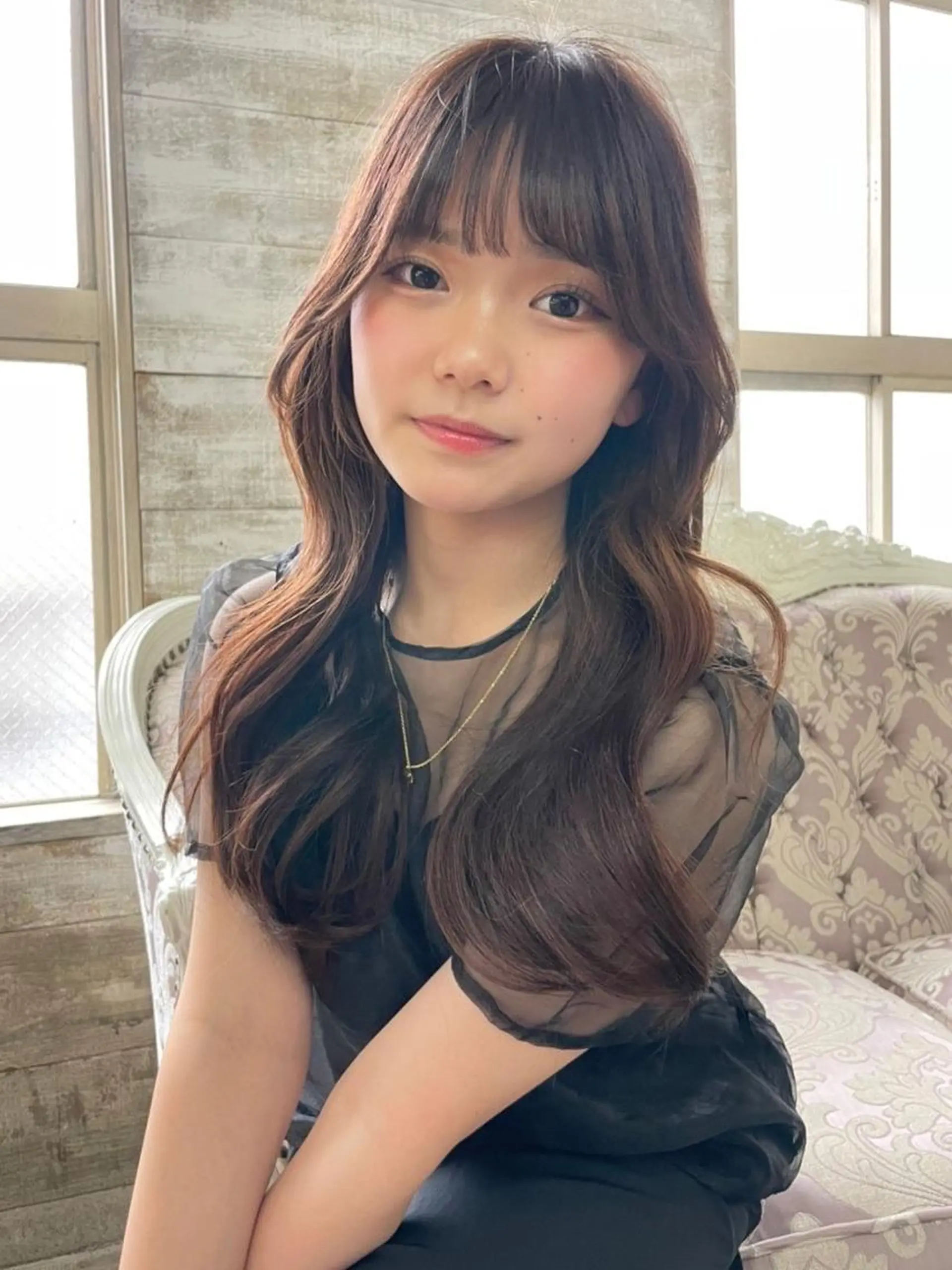 セミロング 韓国風ヘア カット ヘアカラー トリートメント ✨🍀岩崎 唯🍀✨のヘアスタイル