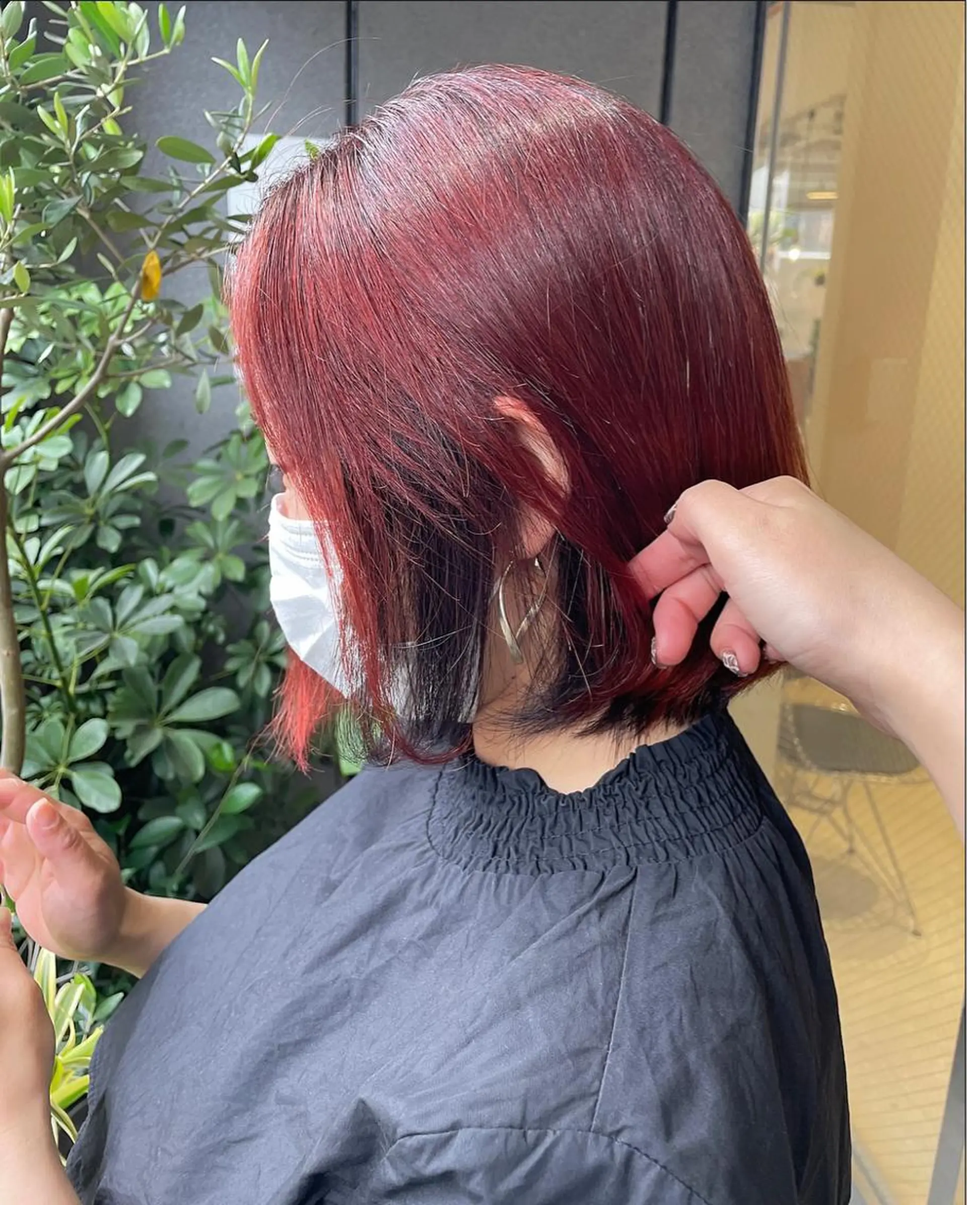 ショート カラー インナーカラー オレンジ ボブ 酸性ストレート 🍀竹内 友麻🍀のヘアスタイル