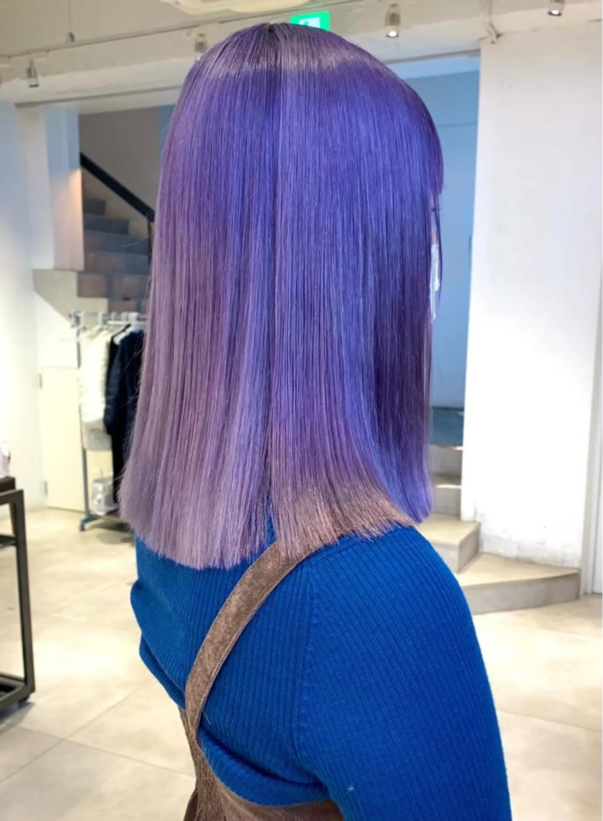 ロング カラー ベージュカラー 黒髪 ブリーチ ブルーカラー ブルーブラック 似合わせカット パーマ/コトミ🐸のヘアスタイル