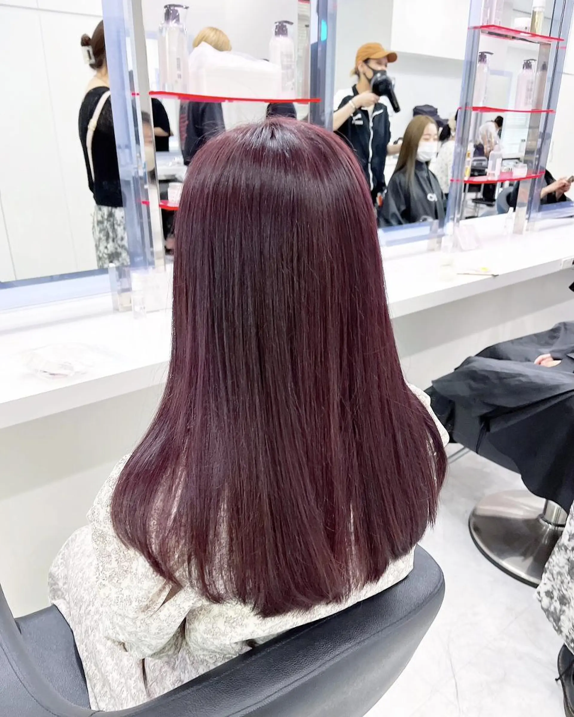 カラー ミディアム 🤎🎀ブリーチなし ピンクラベンダー🧸のヘアスタイル