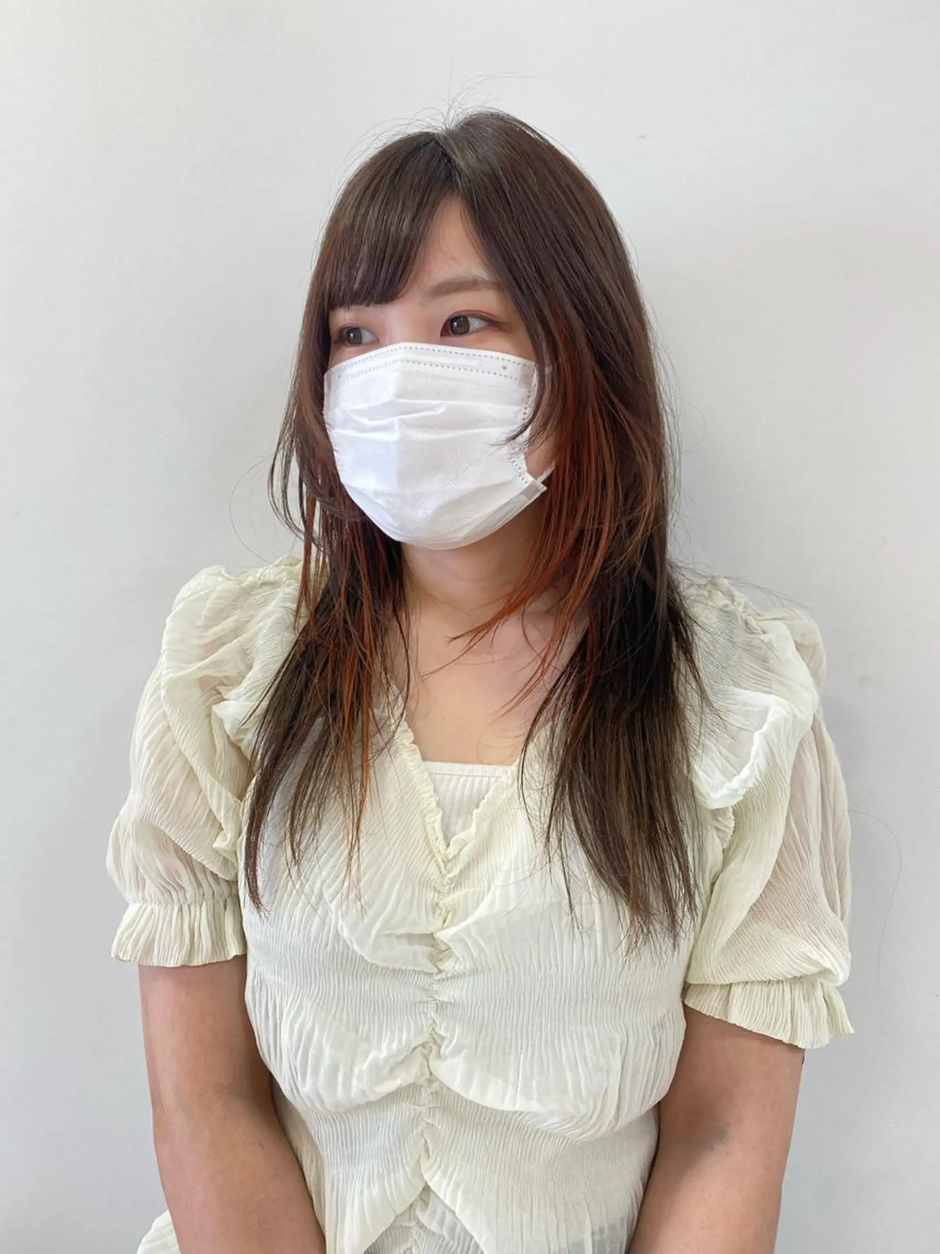 ロング カラー ロングレイヤー 黒髪 顔まわりレイヤー 韓国風ヘア レイヤーカット カット ヘアカラー トリートメント レイヤー/ウルフ🤎 mayo.のヘアスタイル