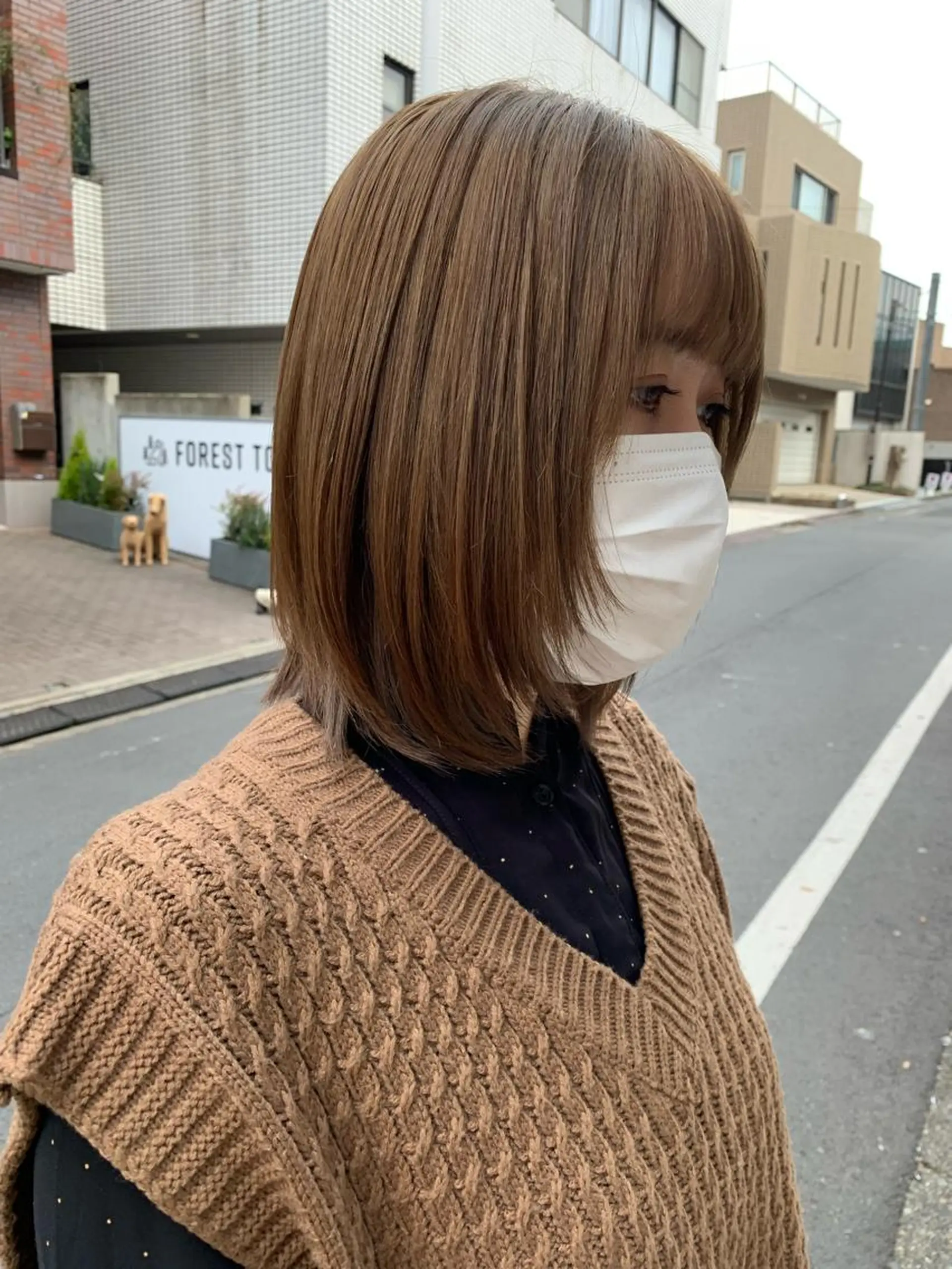 ミディアム カラー ベージュカラー ブリーチ オリーブベージュ 似合わせカラー🫶 小川千波のヘアスタイル