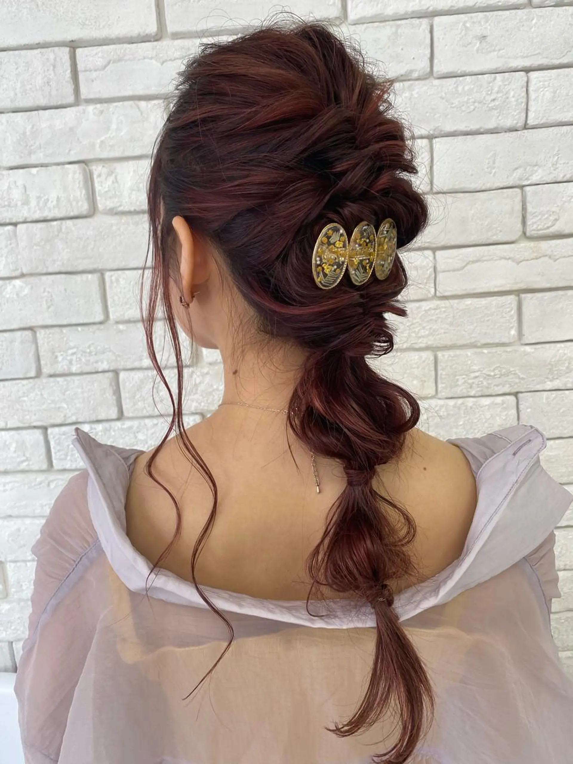 ロング ヘアアレンジ プレイングカラー🤍 細めハイライトのヘアスタイル