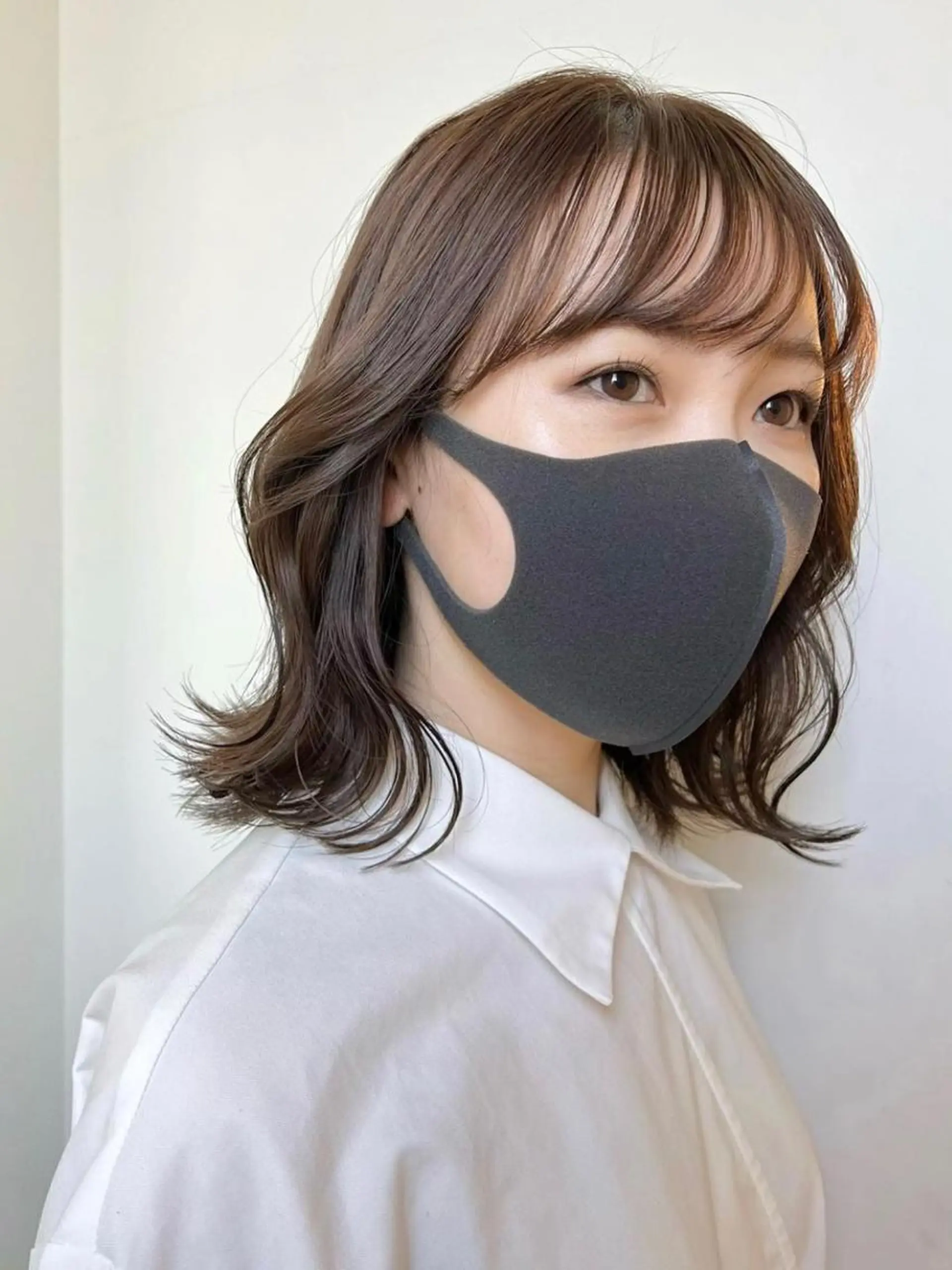 ミディアム カラー グレージュ カーキグレージュ 韓国 /男女🆗 細江　美紅のヘアスタイル
