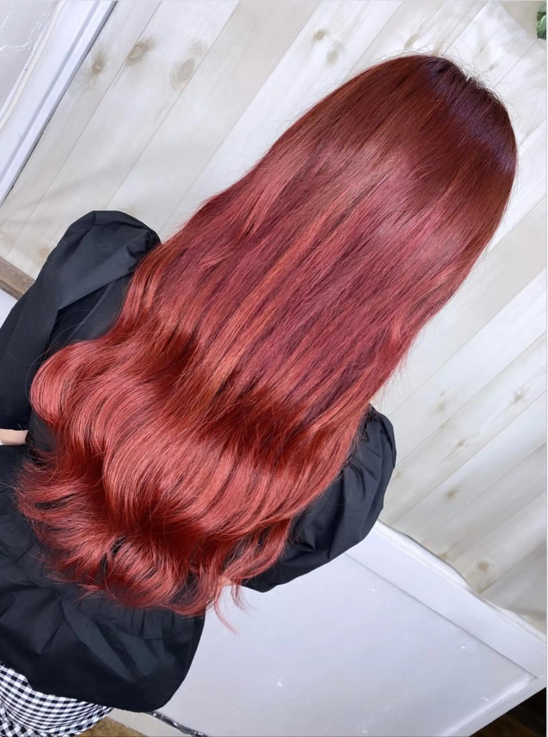 ロング カラー ボルドーカラー レッドカラー エクステ アンククロス kyokaのヘアスタイル