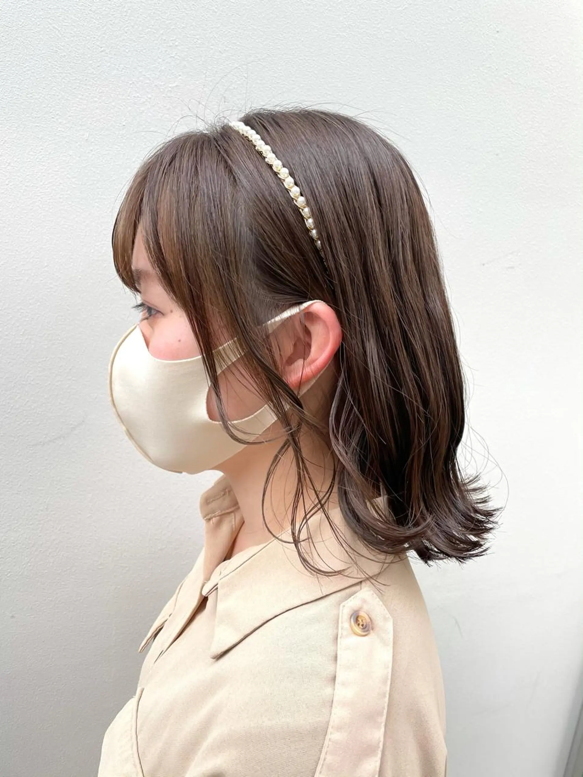 ミディアム カラー ベージュカラー ココアベージュ ボブ カット ヘアカラー トリートメント chama レイヤーカットのヘアスタイル