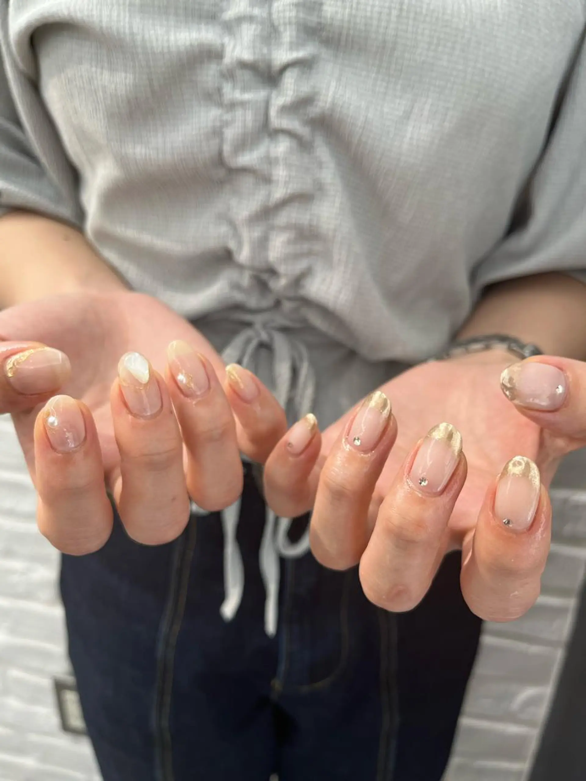 ネイル フレンチネイル ミラーネイル nail＊ runa🌻のネイルデザイン