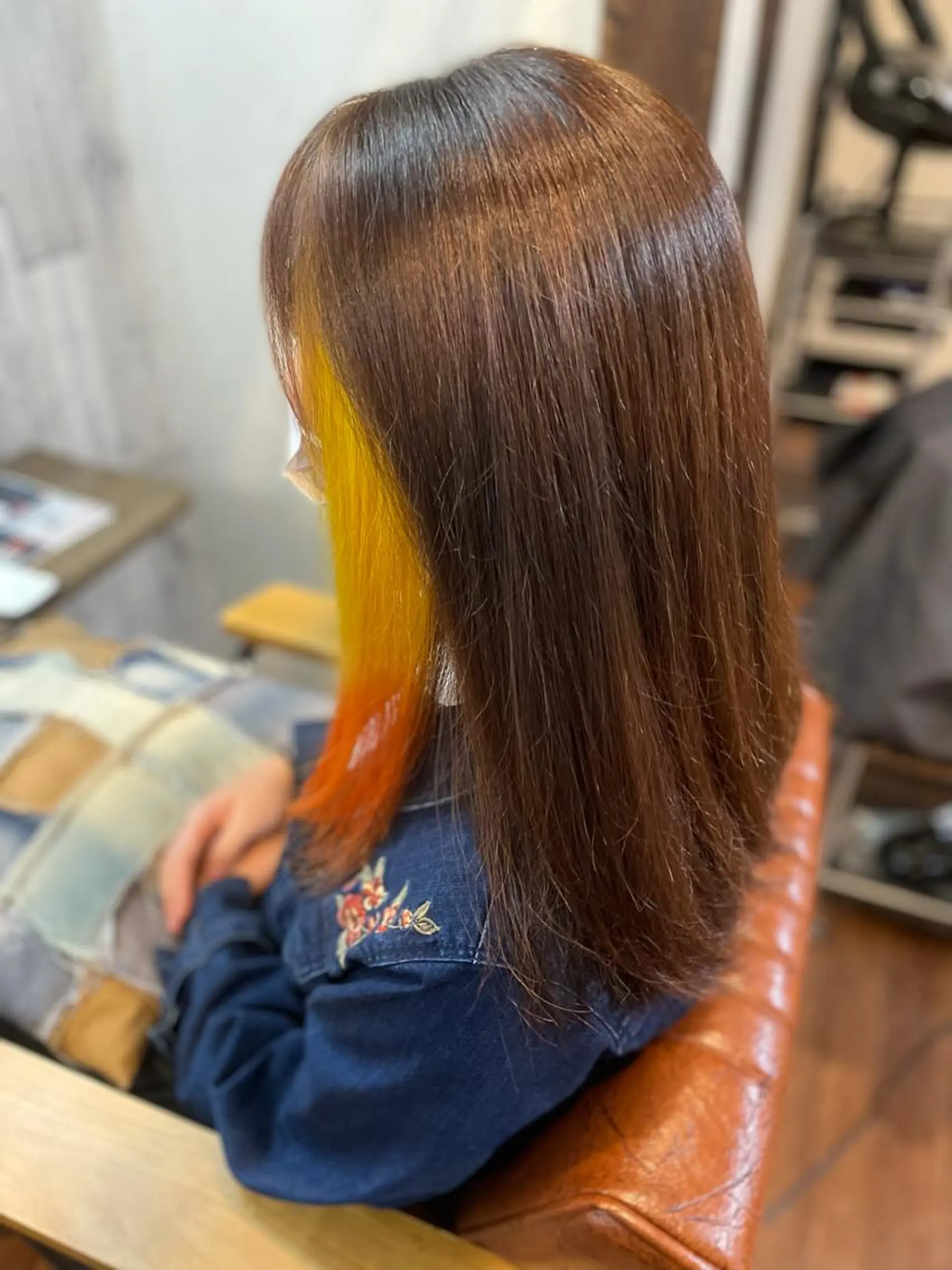 セミロング カラー ブリーチ グラデーションカラー ヘアカラー ✨縮毛矯正メニュー 追加 中山大輔✨のヘアスタイル