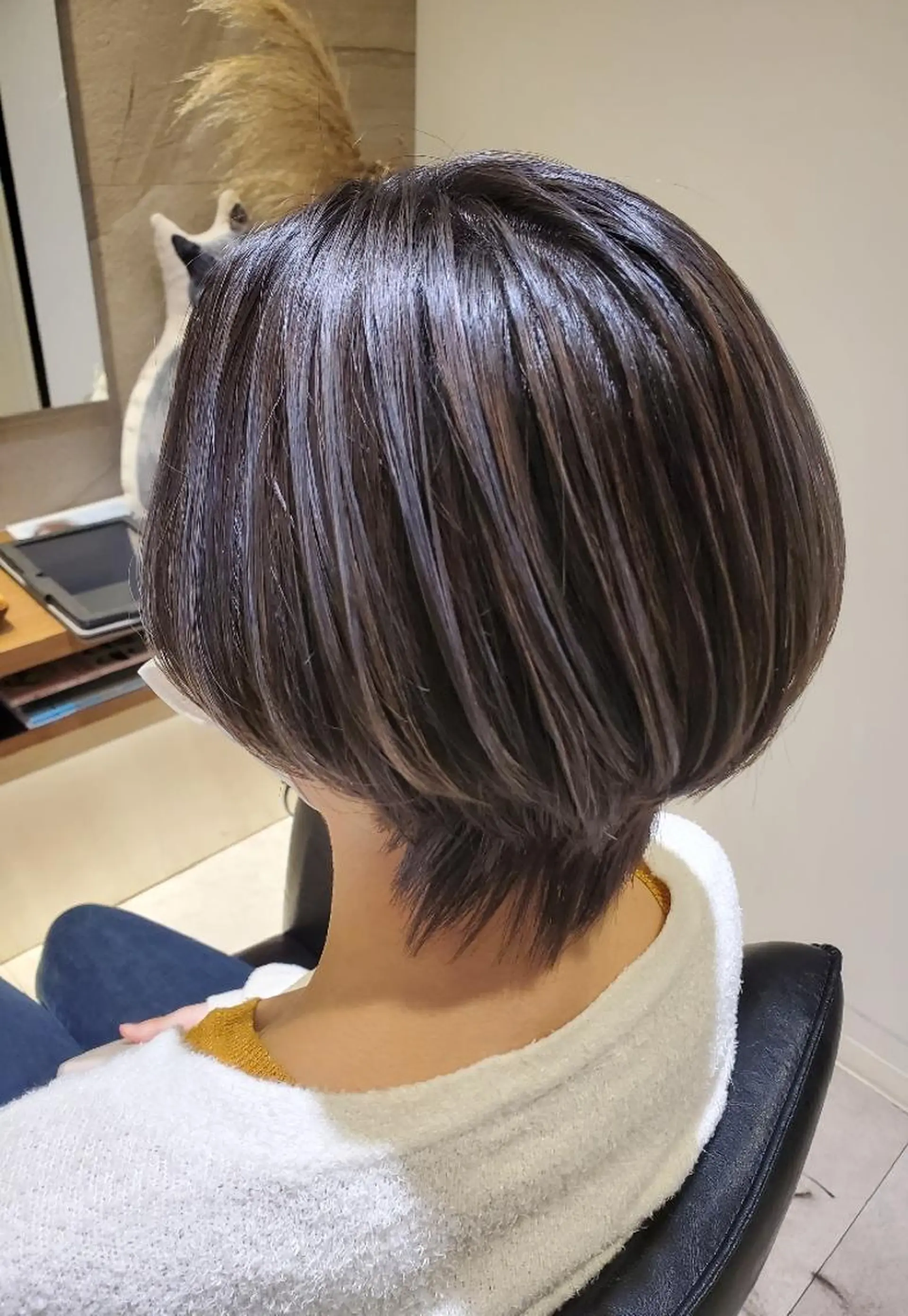 ショート カラー アッシュ アッシュグレー ハイライトカラー ハイライト 💎カラー特化💎 長嶺文江💎のヘアスタイル
