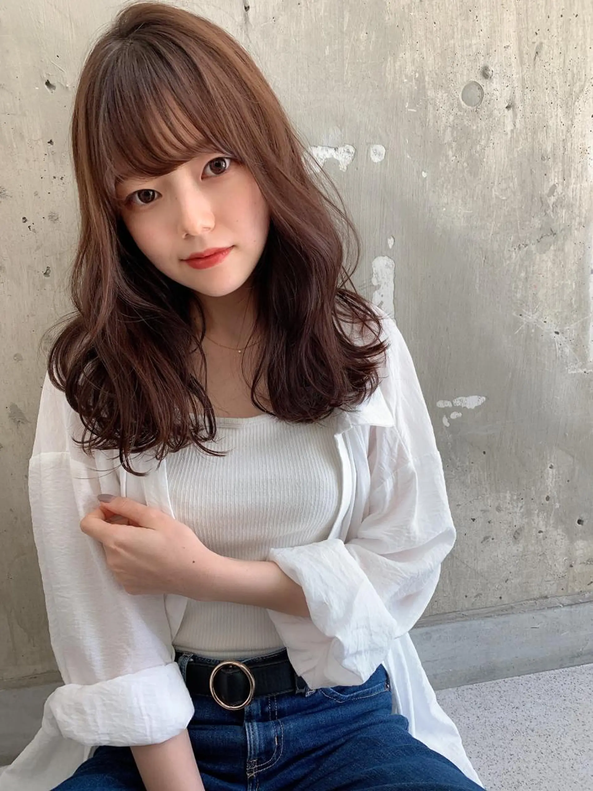 ミディアム カラー カット ヘアカラー トリートメント レイヤーカット/ 顔周り 五島巨幹のヘアスタイル