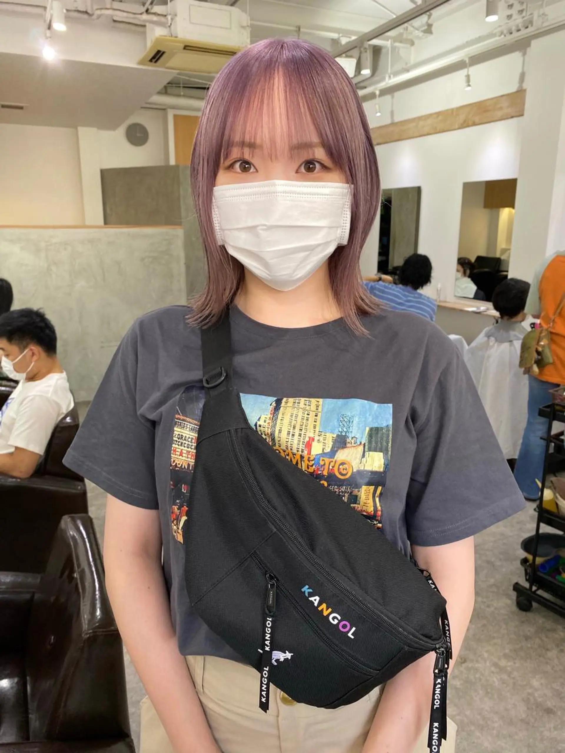 ショート カラー ブリーチ ケアブリーチ ハイトーンカラー ラベンダーカラー パープルカラー ヘアカラー 森貴裕/ベージュ/ パーマ/オリーブのヘアスタイル