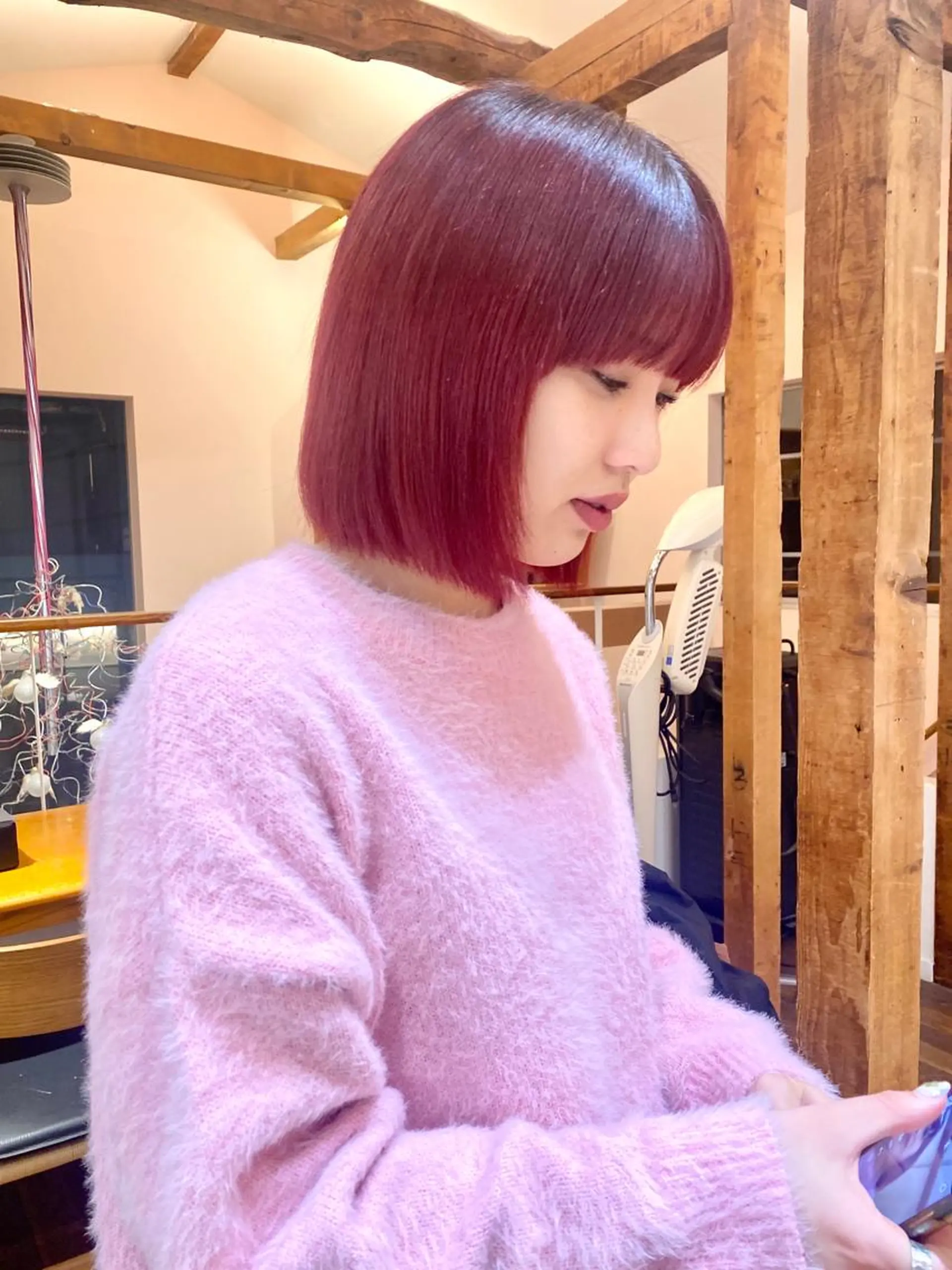 ミディアム カラー ボルドーカラー カシス ダブルカラー レッドカラー ボブ ヘアカラー ハイトーン/デザイン hirokiのヘアスタイル