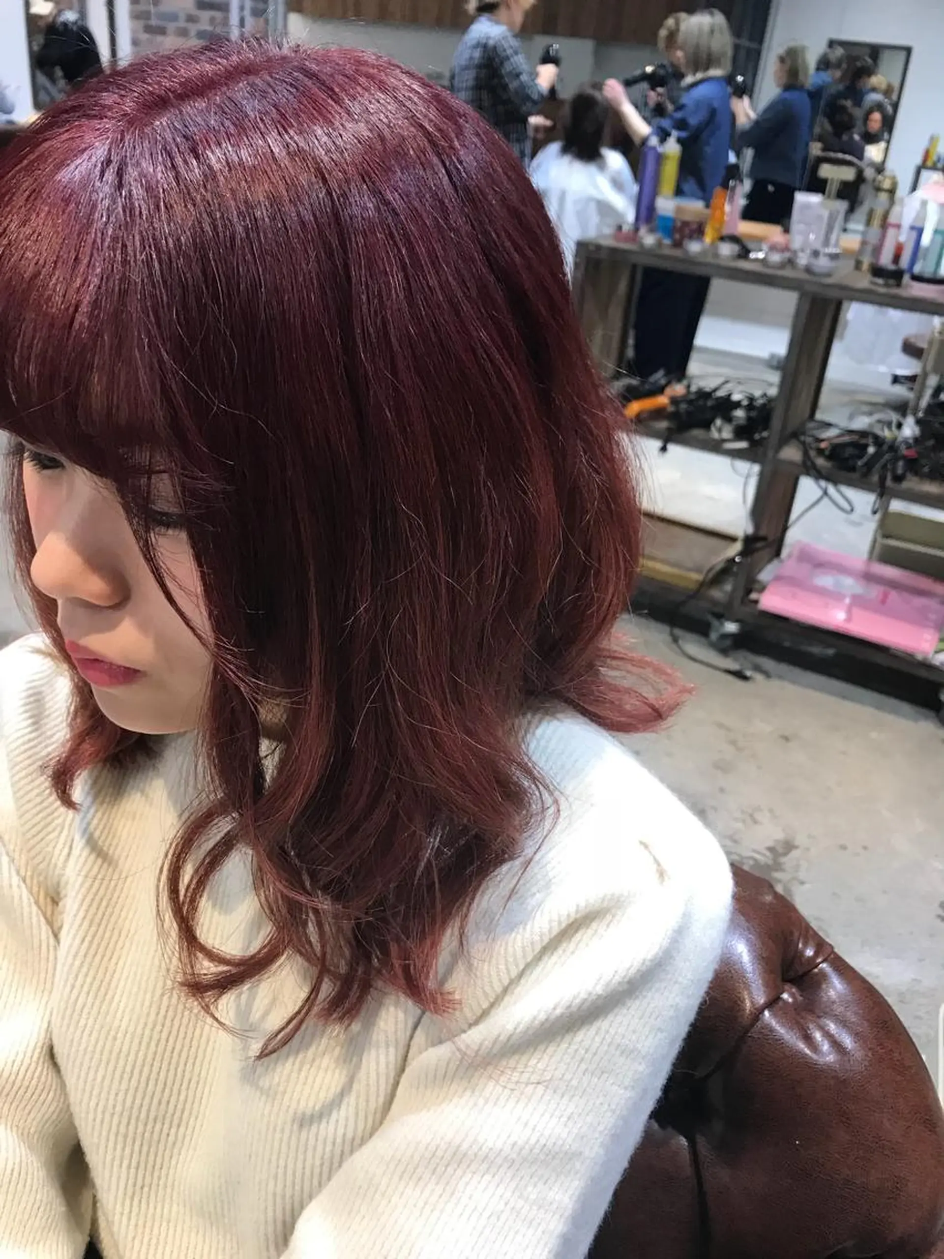 ミディアム カラー パーマ ヘアアレンジ メンズ キッズ ピンクカラー Forest. -髪質改善-のヘアスタイル