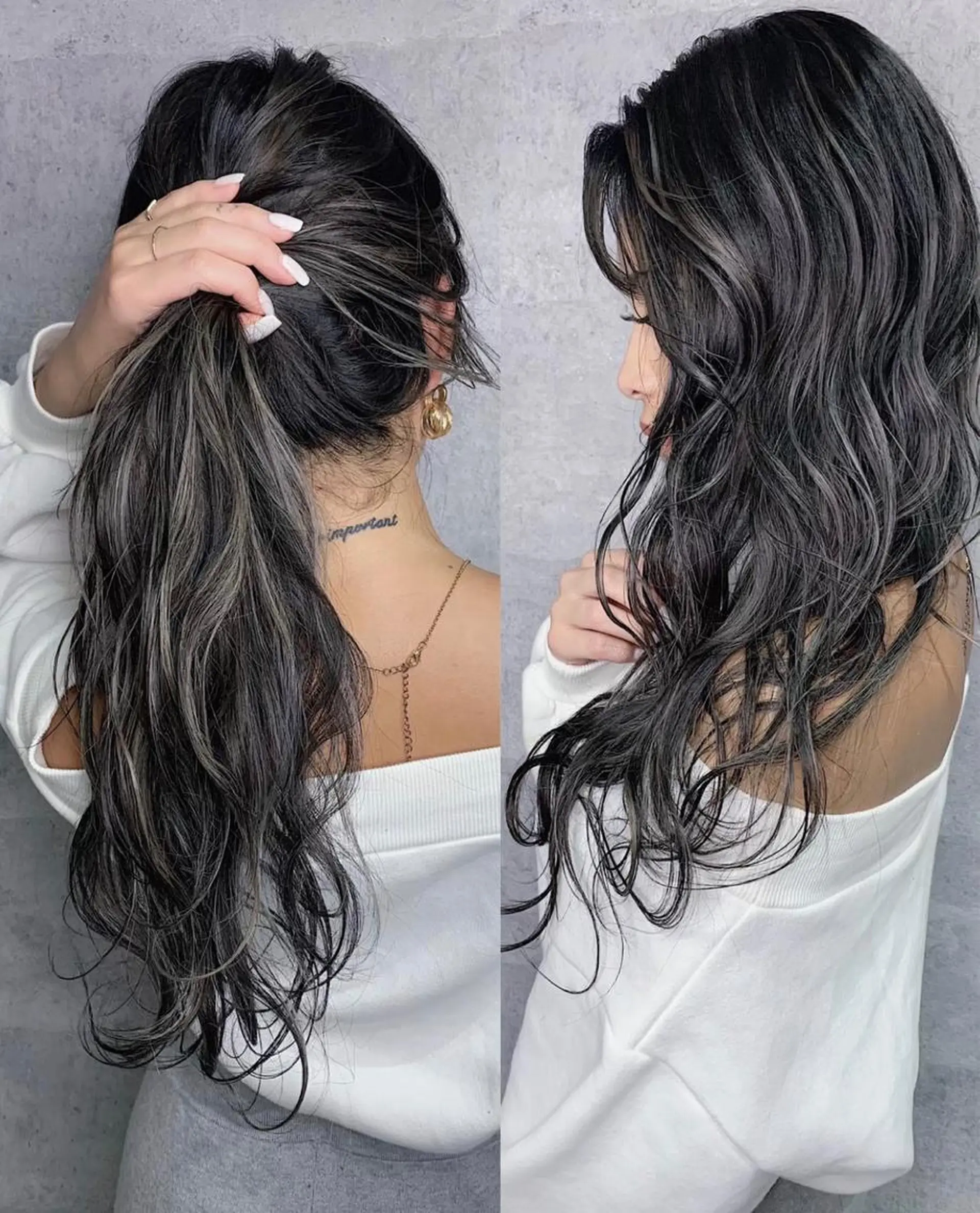 セミロング カラー _WHITE 高槻のヘアスタイル