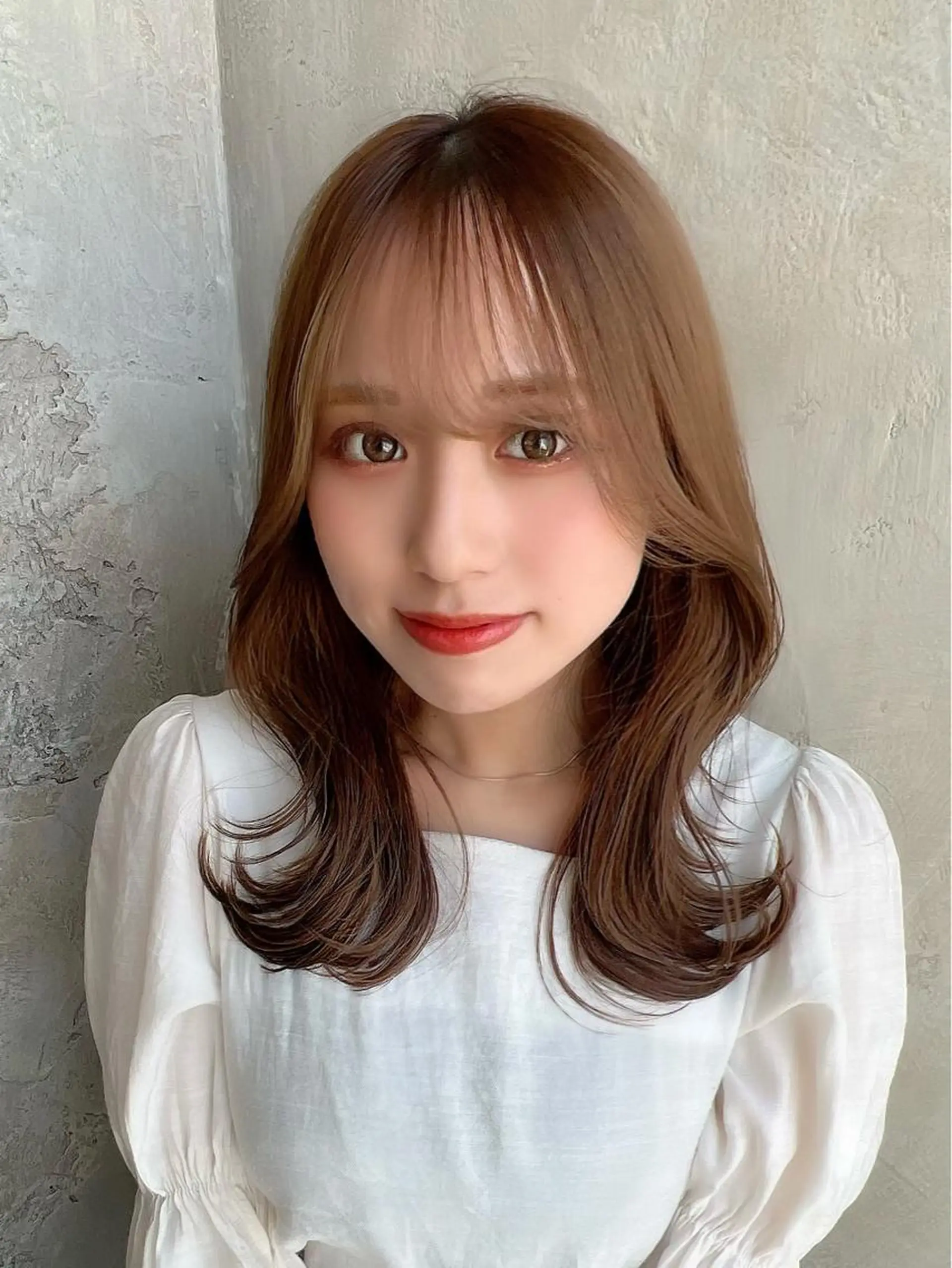 セミロング カラー ベージュカラー ブラウンカラー くびれヘア 髪質改善 縮毛矯正 カット ヘアカラー トリートメント 🧡くびれヘア/前髪 顔周り🧡久原結衣のヘアスタイル