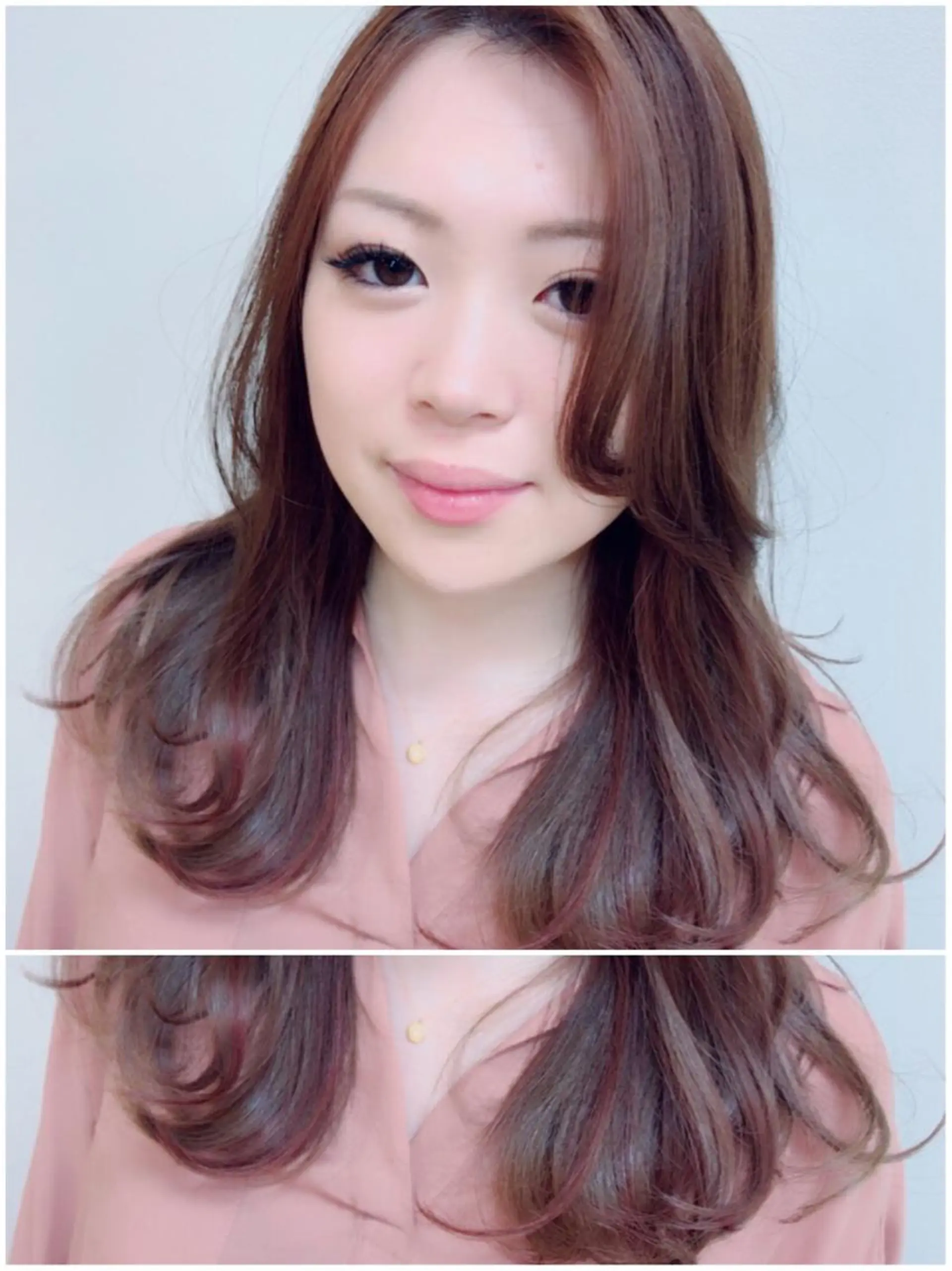 ロング カラー ベージュカラー イルミナカラー インナーカラー ピンクカラー ピンクベージュ 山本 香織のヘアスタイル