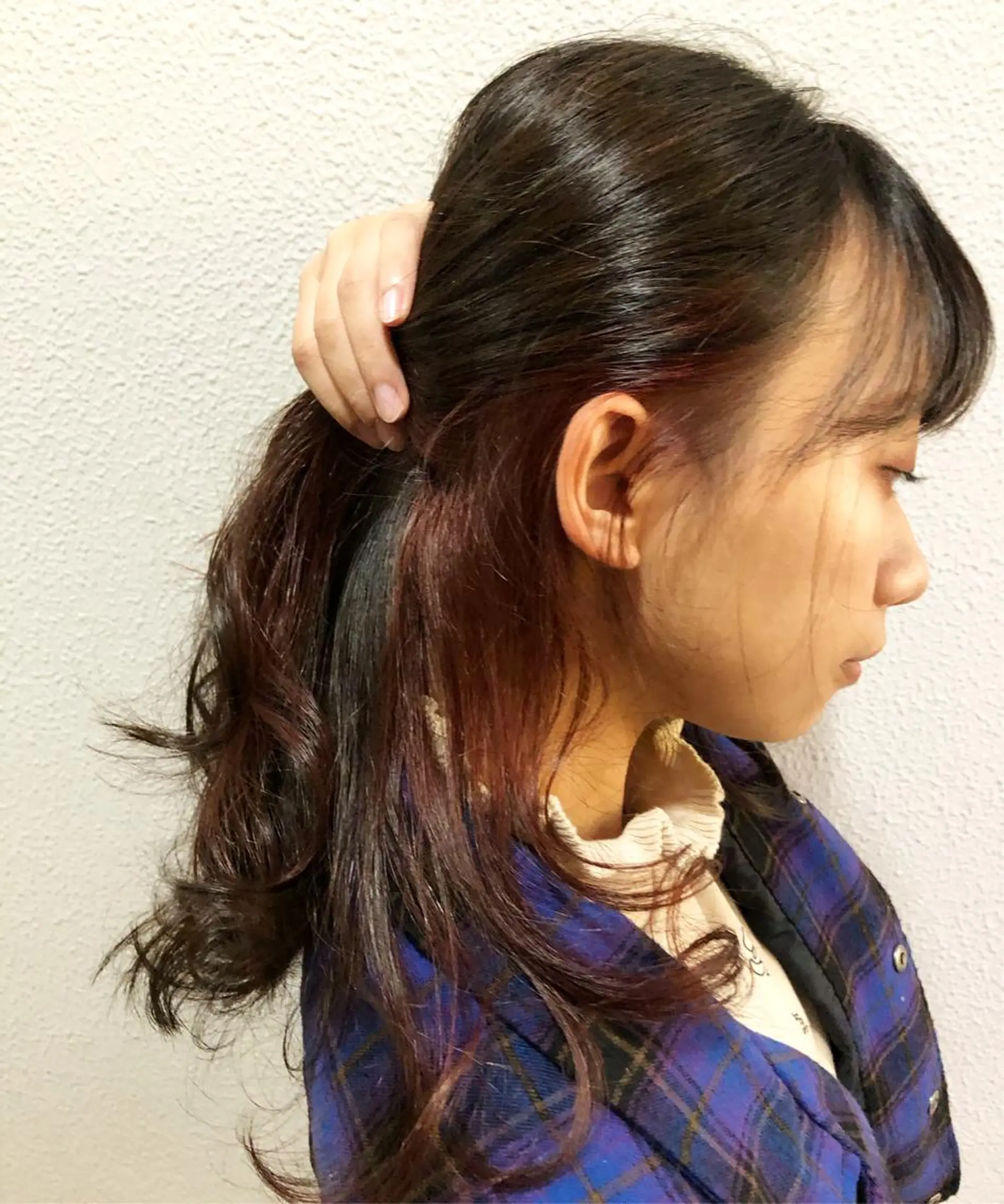 ロング カラー インナーカラー レッドカラー カット ヘアカラー edge.所属・くまがい みゆ【edge.】のヘアスタイル