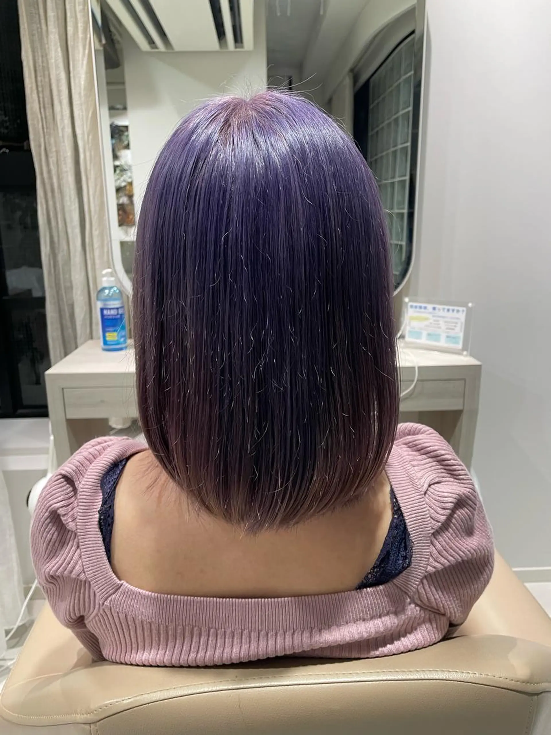 ミディアム カラー アッシュ パープルカラー パープルアッシュ Hair salon　Sui所属・コテ巻き風パーマ 暖色カラー/伊藤菜月のヘアスタイル