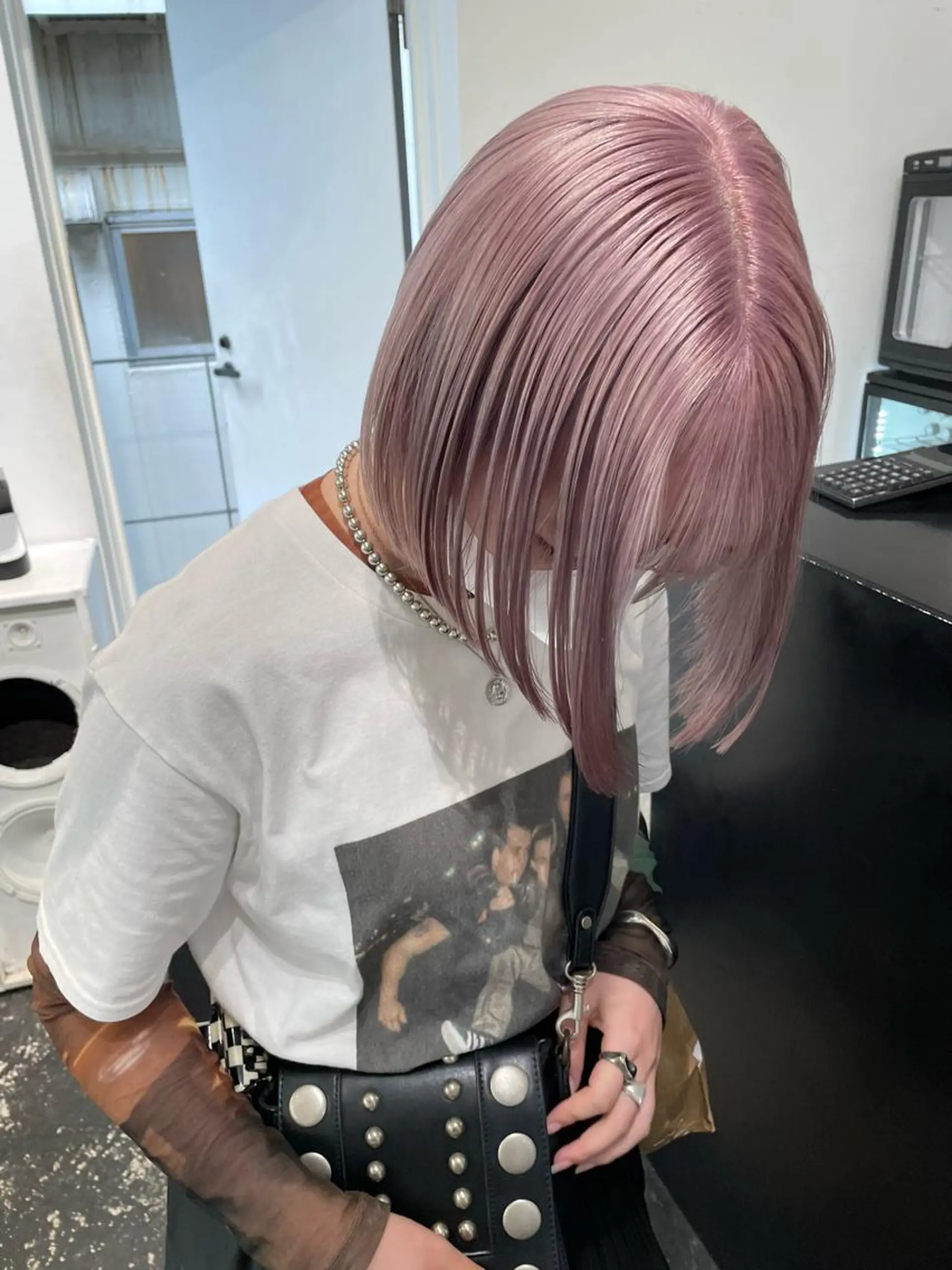 ミディアム カラー アッシュ アッシュブラウン アッシュグレー ミストバング ベージュカラー ヘアカラー トリートメント RYUEI メンズカット/パーマのヘアスタイル