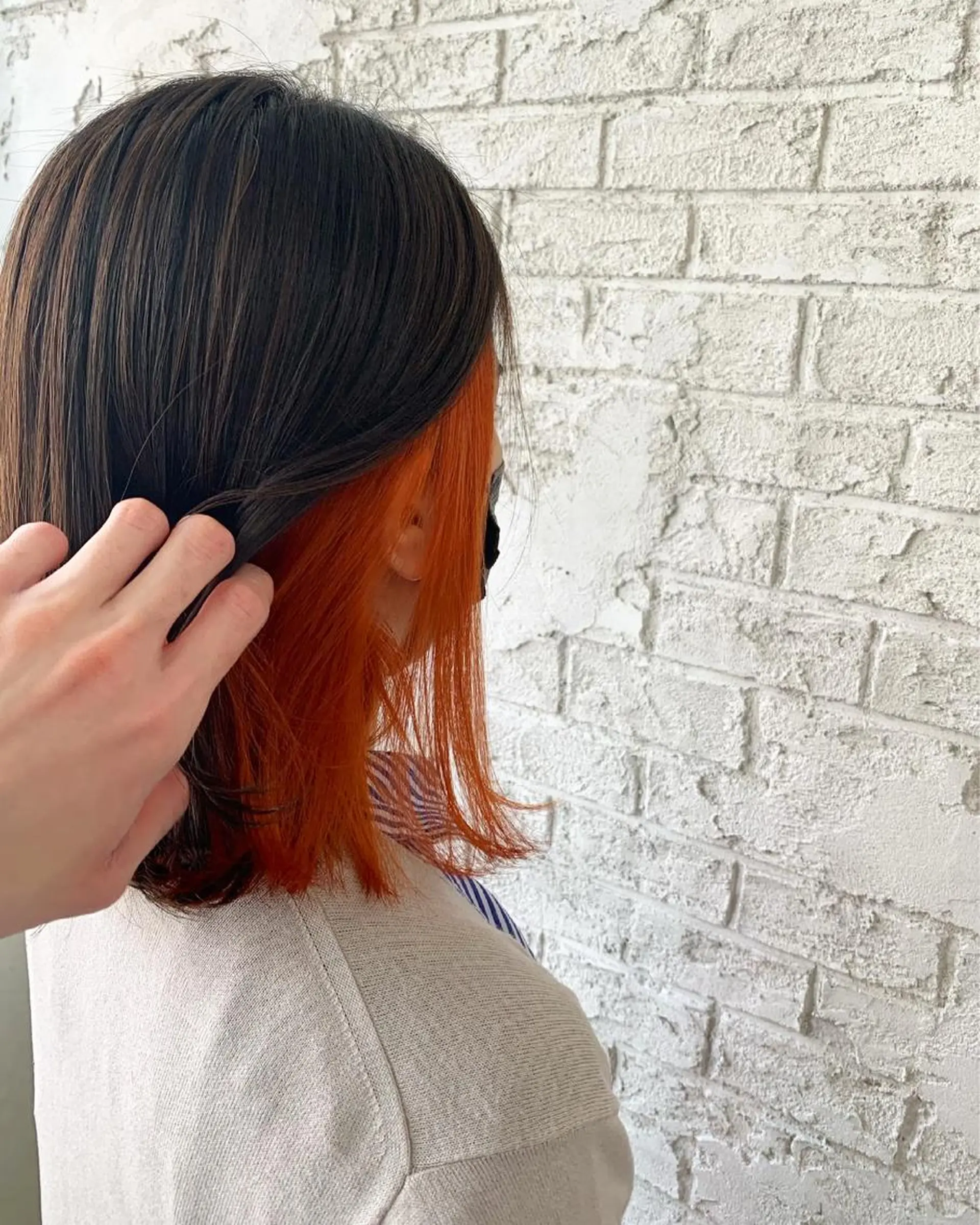 ミディアム カラー ブリーチ ケアブリーチ インナーカラー オレンジ ブリーチ特化 ハイトーンRYOYAのヘアスタイル