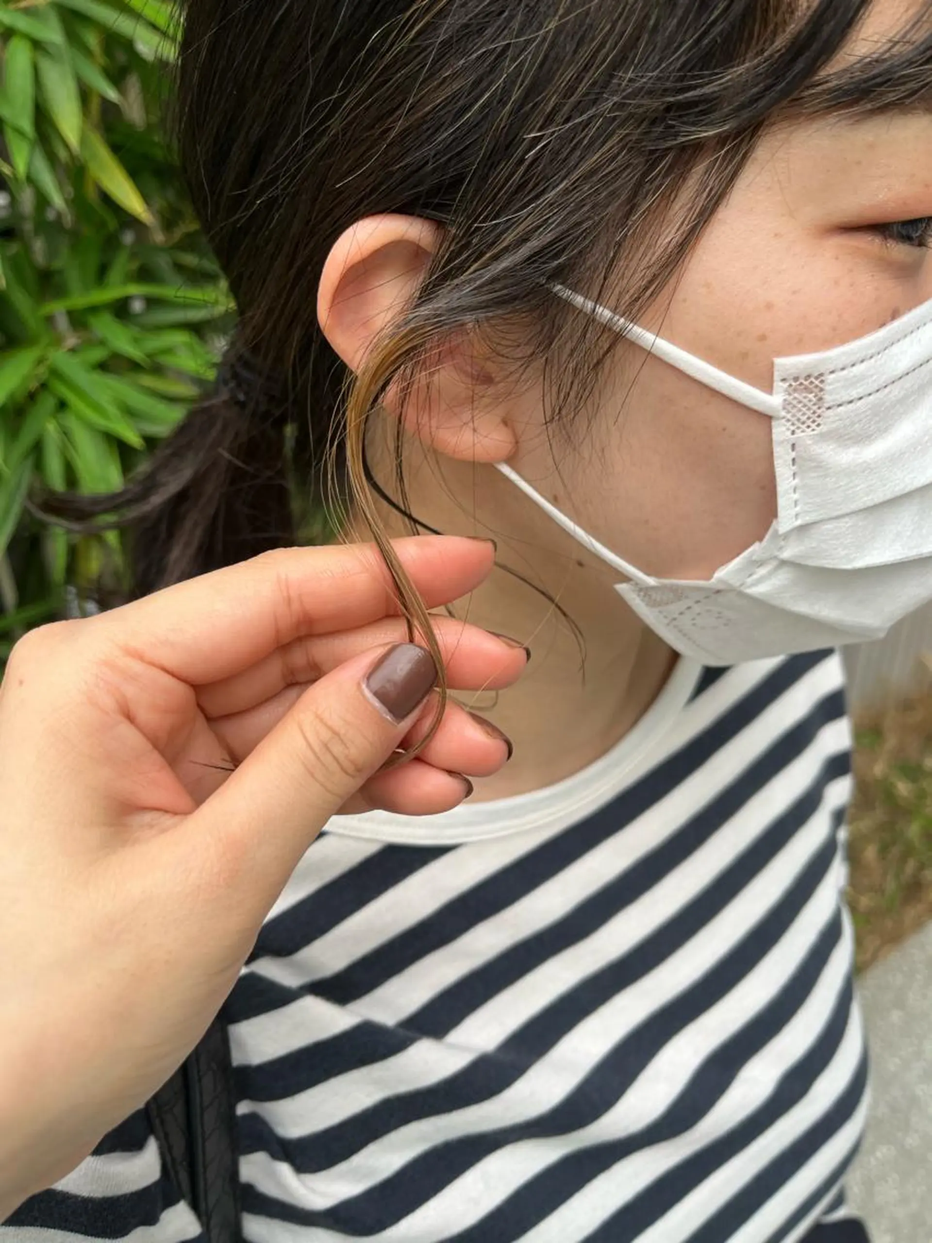 ミディアム カラー ヘアアレンジ メンズ イヤリングカラー 髪質改善 縮毛矯正 pu+on. nailworks所属・fuyumi / ニュアンスネイルのネイルデザイン