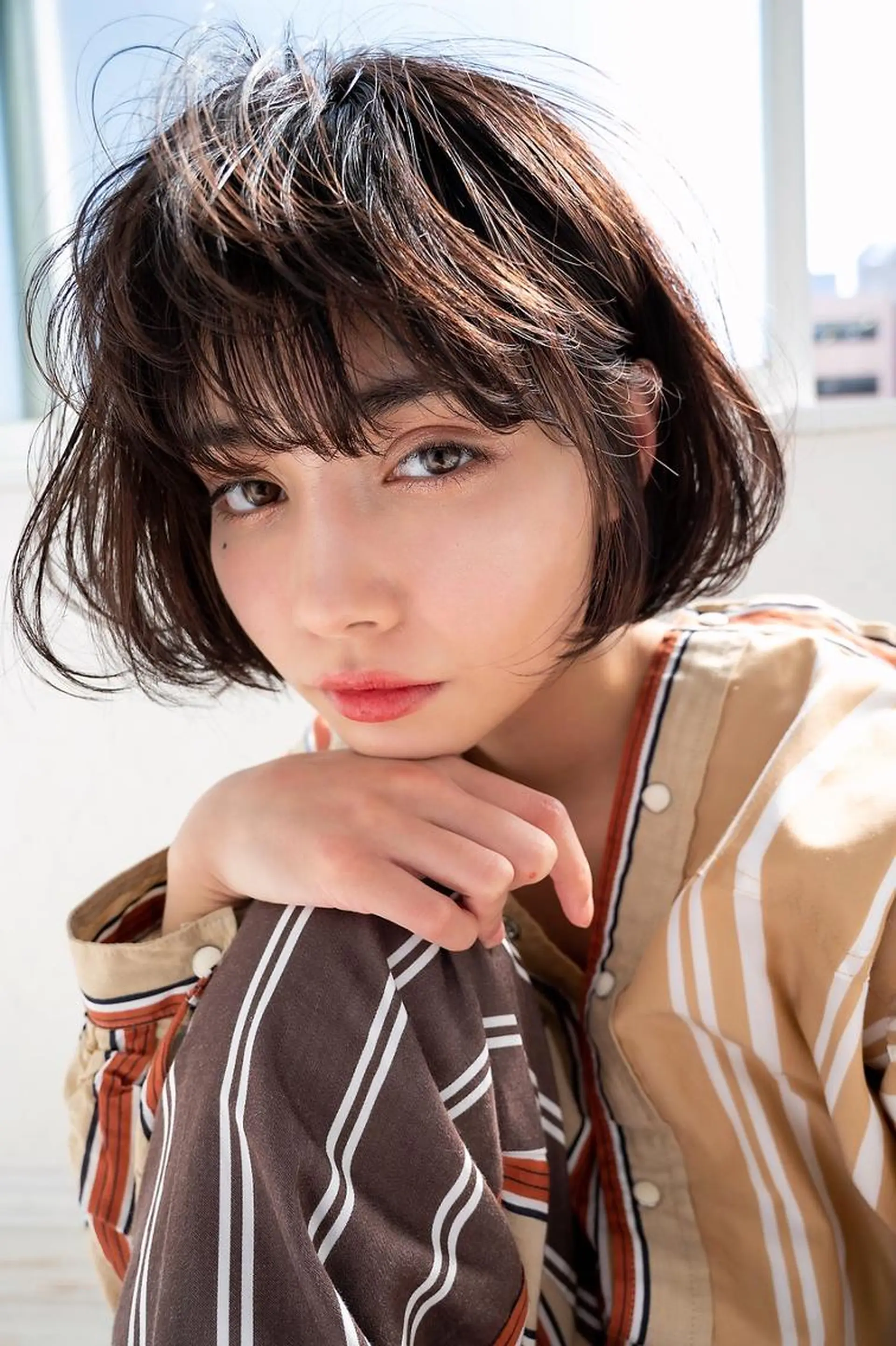 ショート カラー ブラウンカラー ボブ 顔周りカット シースルーバング ANGELICA 天理店のヘアスタイル