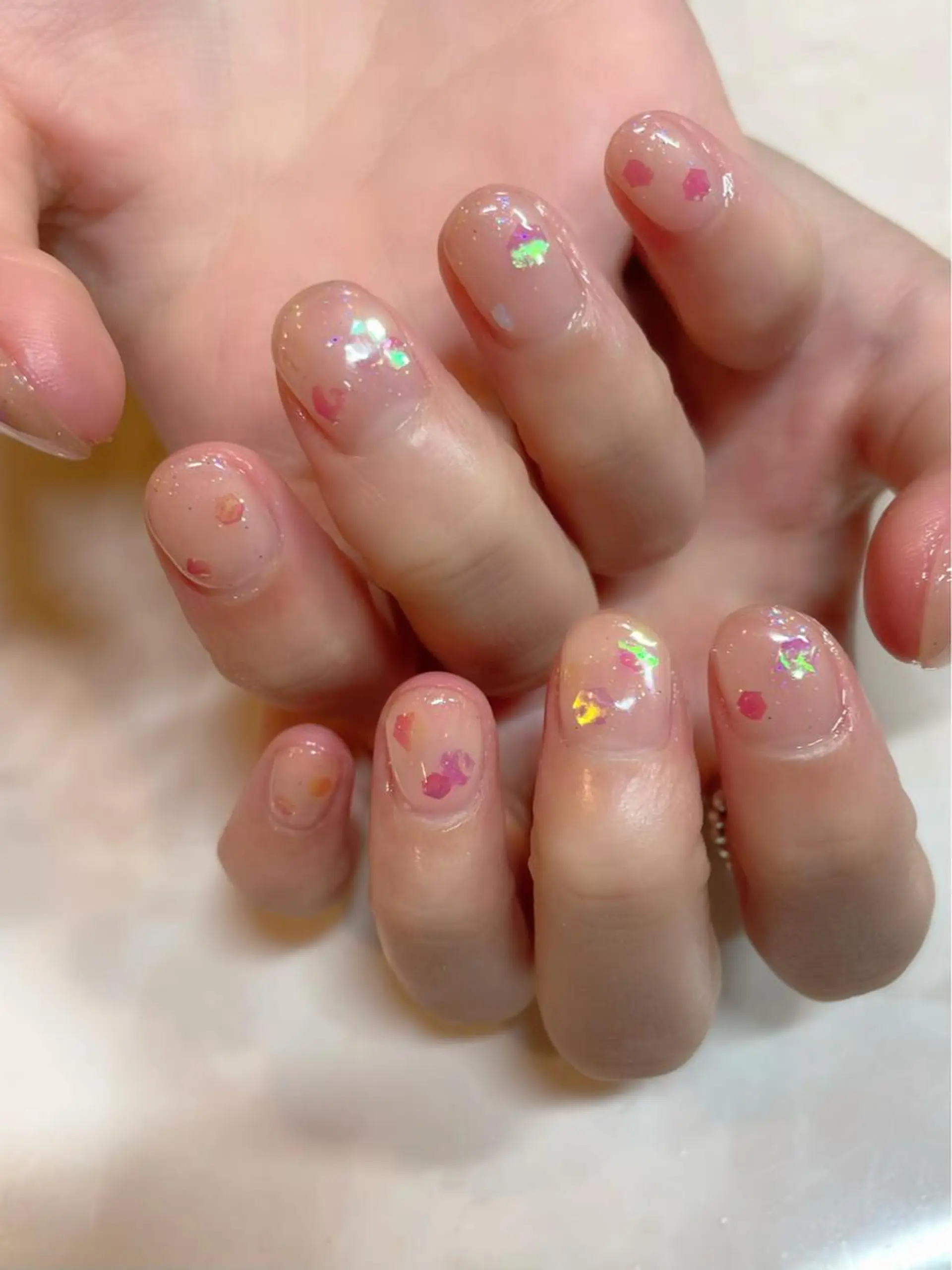 ネイル クリアネイル ホログラムネイル ラメ(グリッター) シンプルネイル PRIMO パラジェル/マツパのマツエク・マツパデザイン