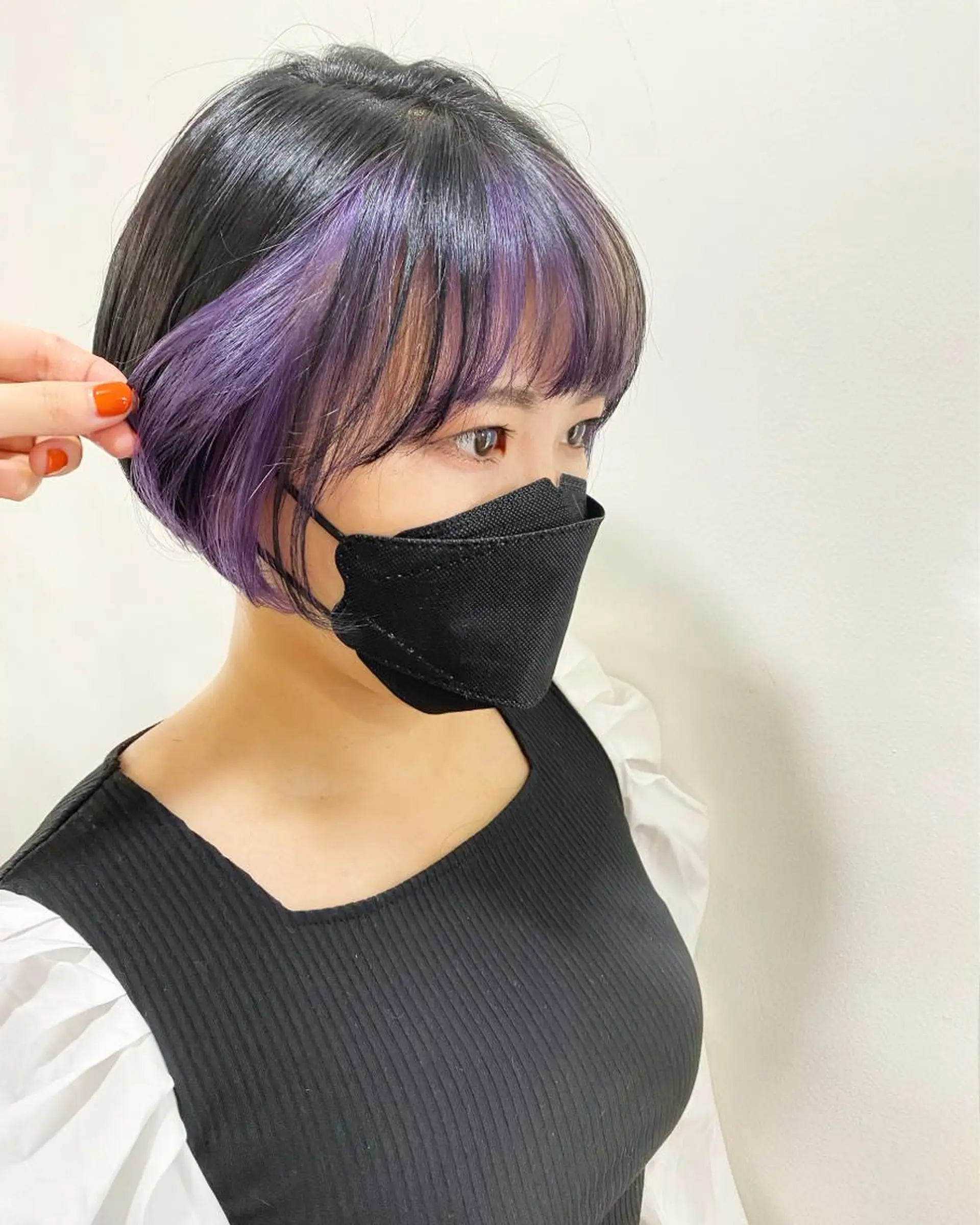 ショート カラー ミストバング  フェイスフレーミング パープルカラー カット ヘアカラー フラム所属・WATANABE MISAKIのヘアスタイル