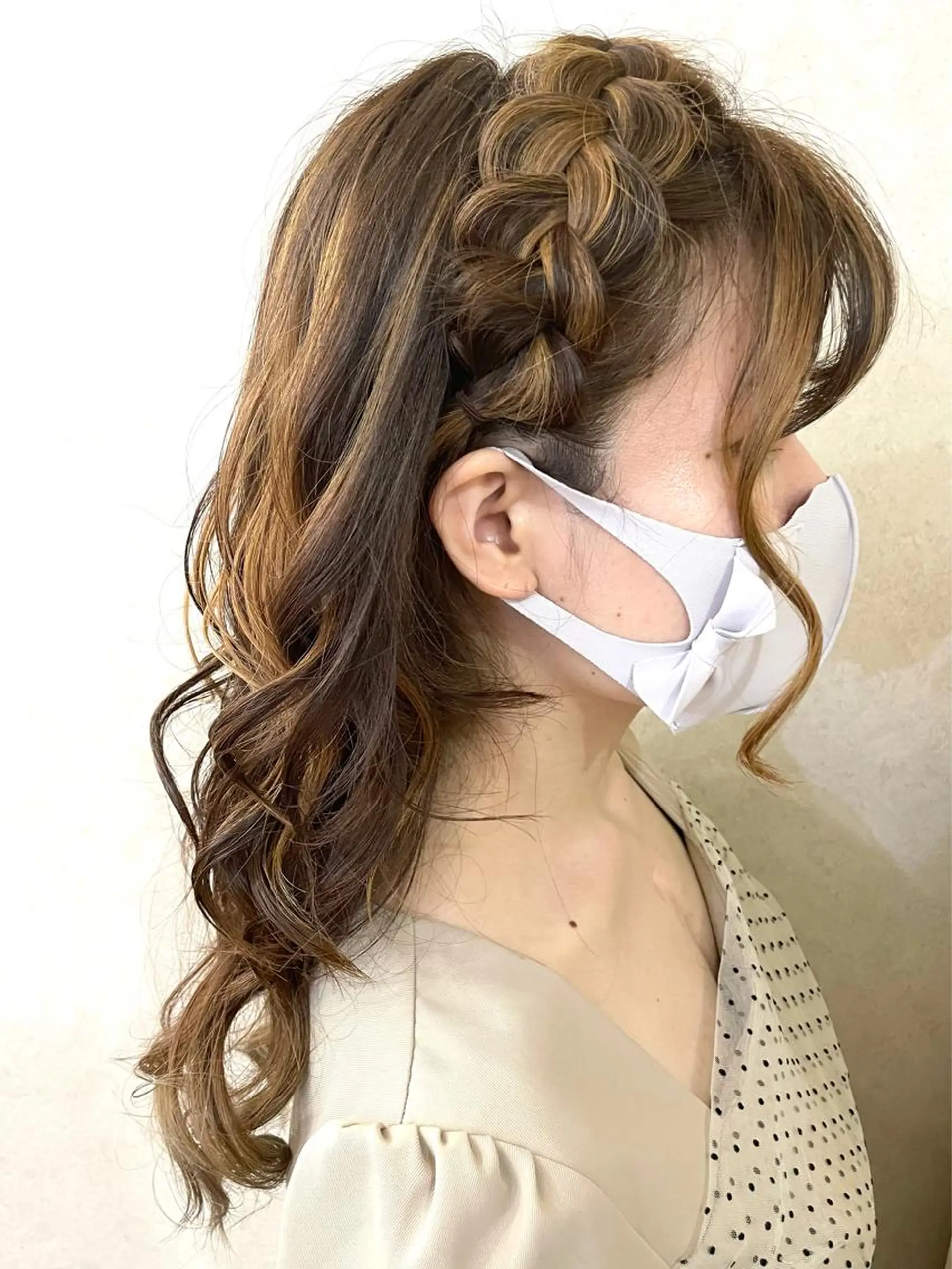 セミロング カラー パーマ ヘアアレンジ メンズ ハーフアップ シールエクステ メンズバレイヤージュ メンズブリーチ メンズハイライト ヘアセット 🦋高瀬寛菜🦋 韓国/ブリーチのヘアスタイル