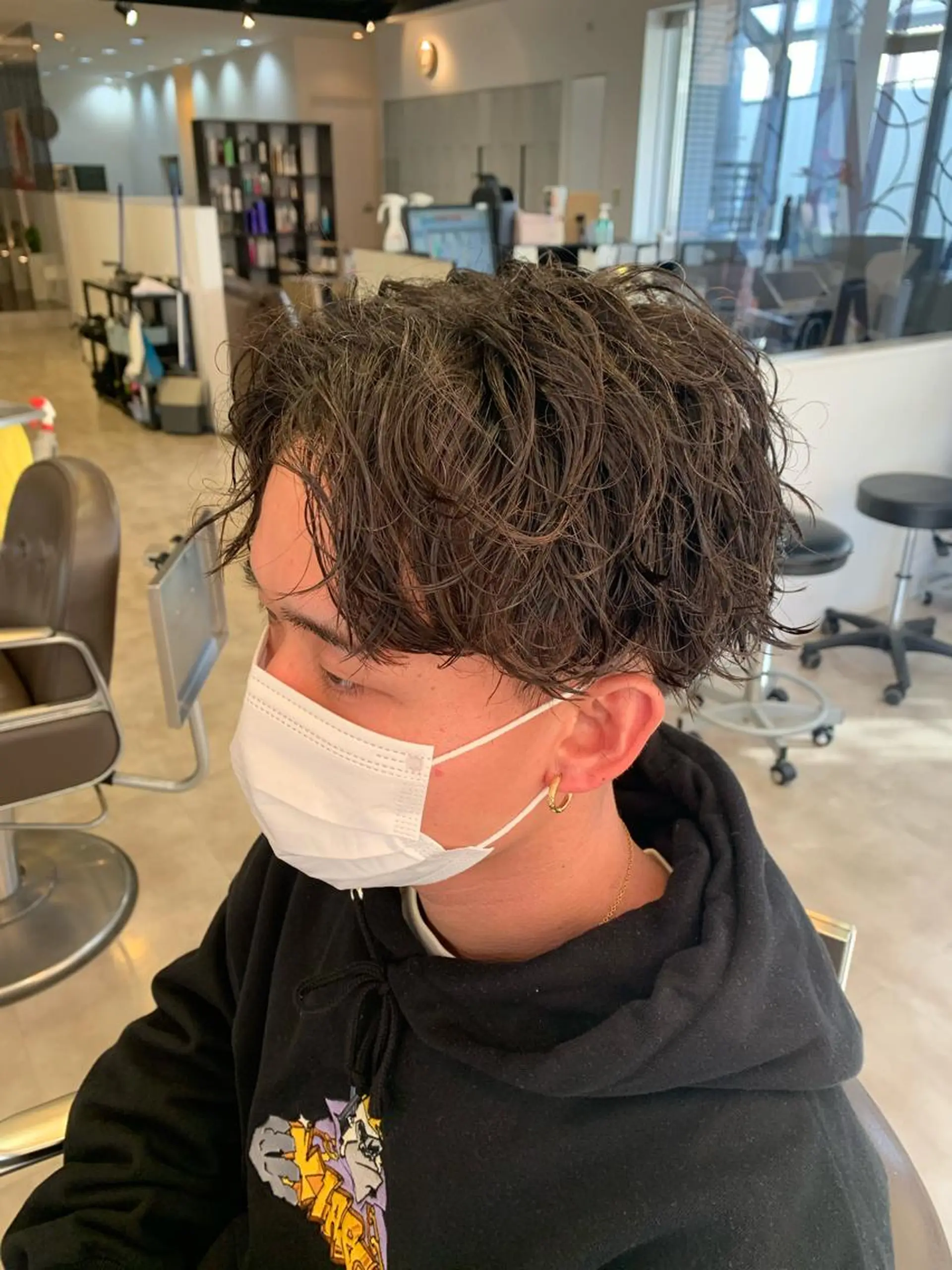 ミディアム メンズ メンズパーマ/難波/ 心斎橋　室園亮佑のヘアスタイル