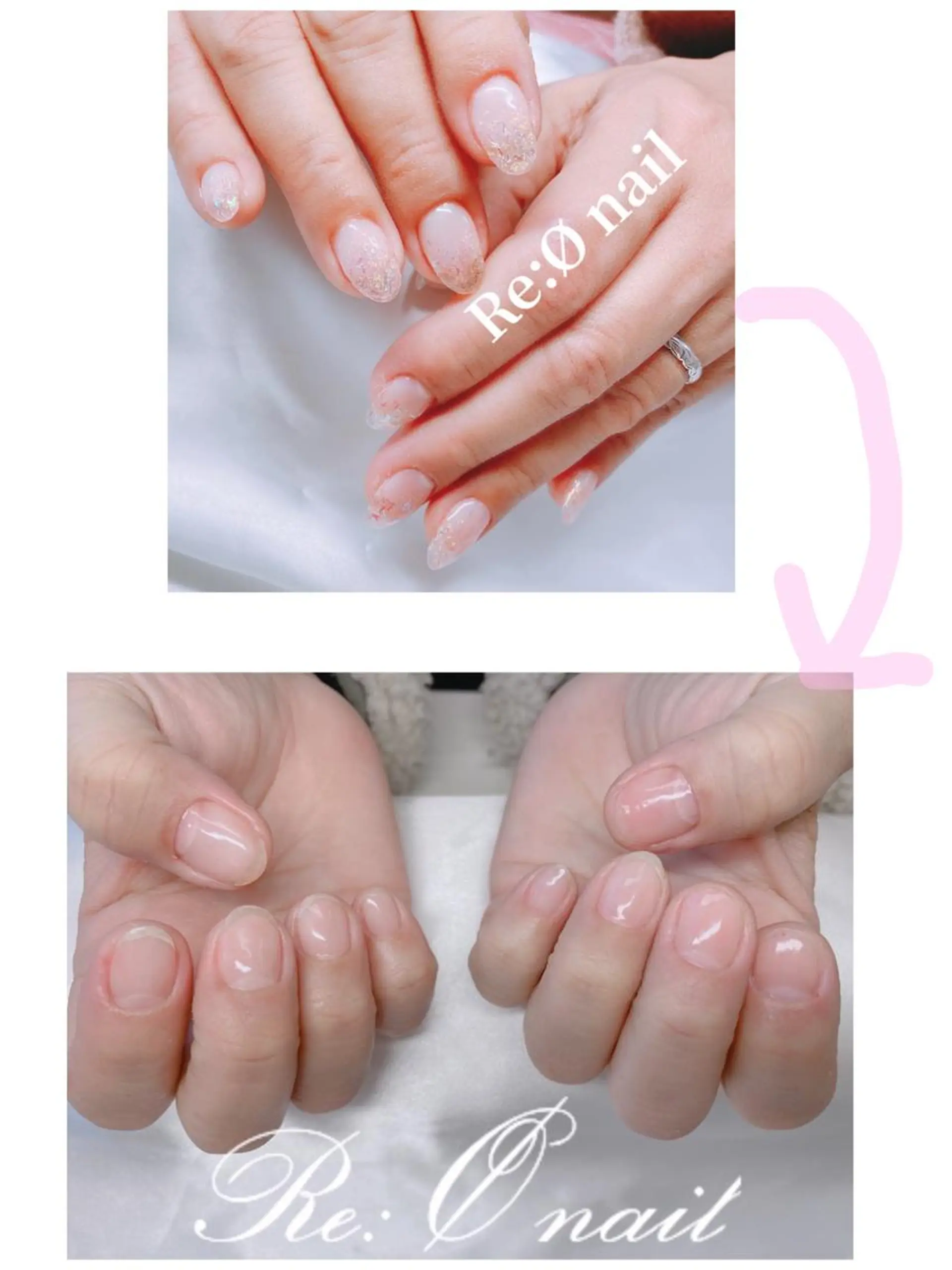 ネイル クリアネイル ラメ(グリッター) ラメグラデーション ハンドネイル Re:Ø nail 🩵TSUJIのネイルデザイン