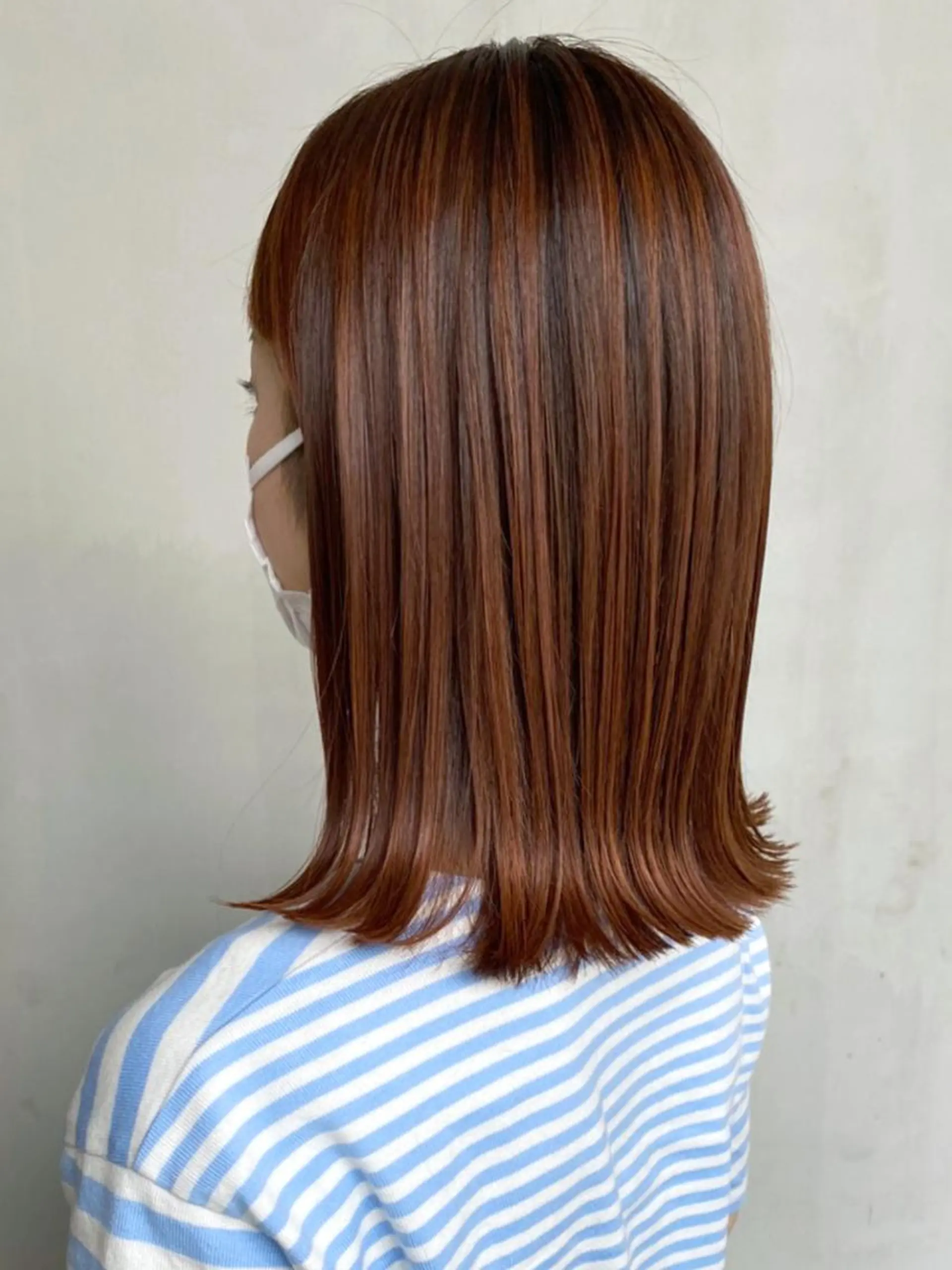 ミディアム カラー パーマ ヘアアレンジ ブラウンカラー レッドカラー レッドブラウン ITbyALBUM 藤沢店のヘアスタイル