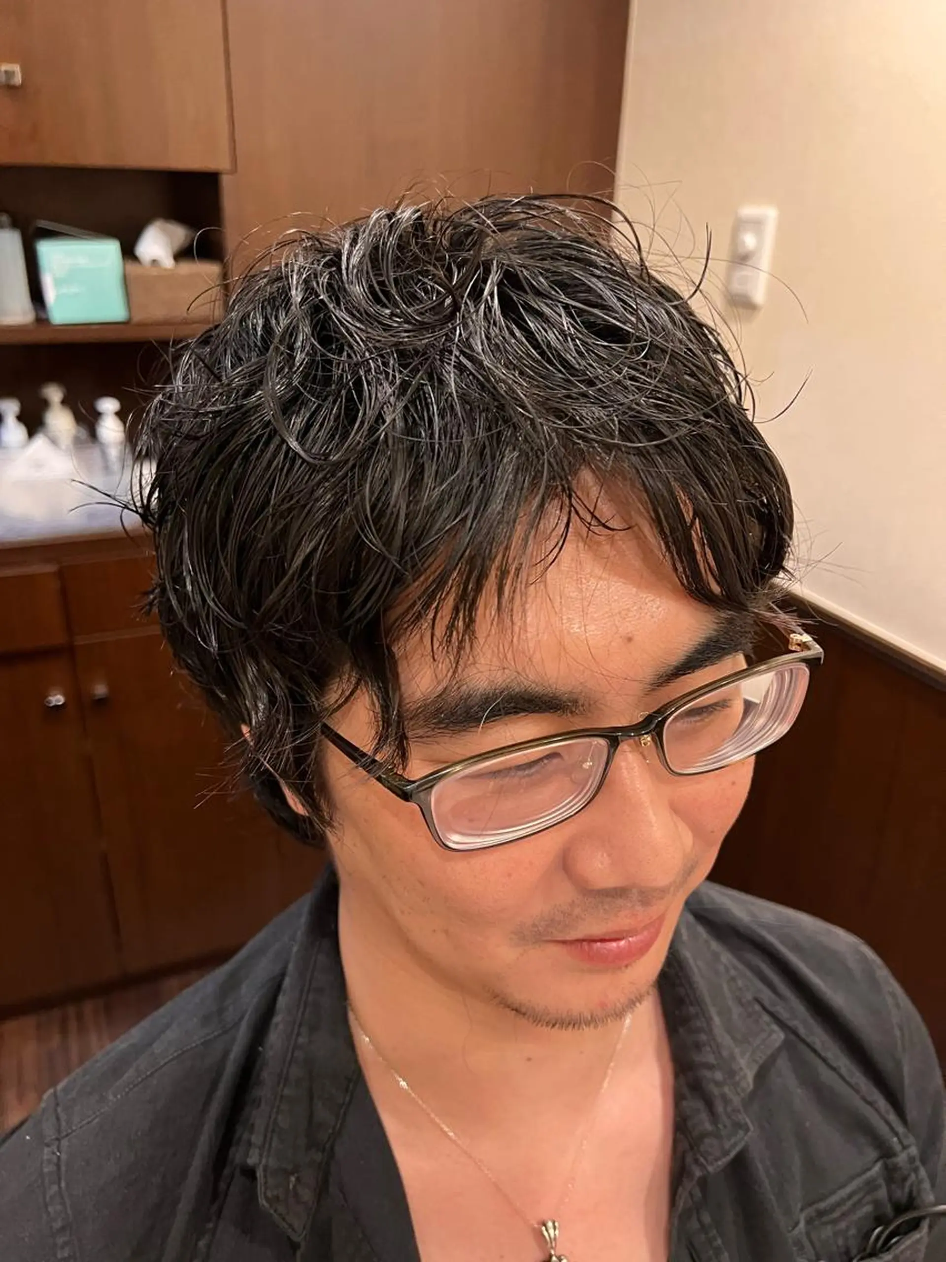 セミロング メンズ カット 銀座バルビエグラン 角田雅樹（夜限定）のヘアスタイル