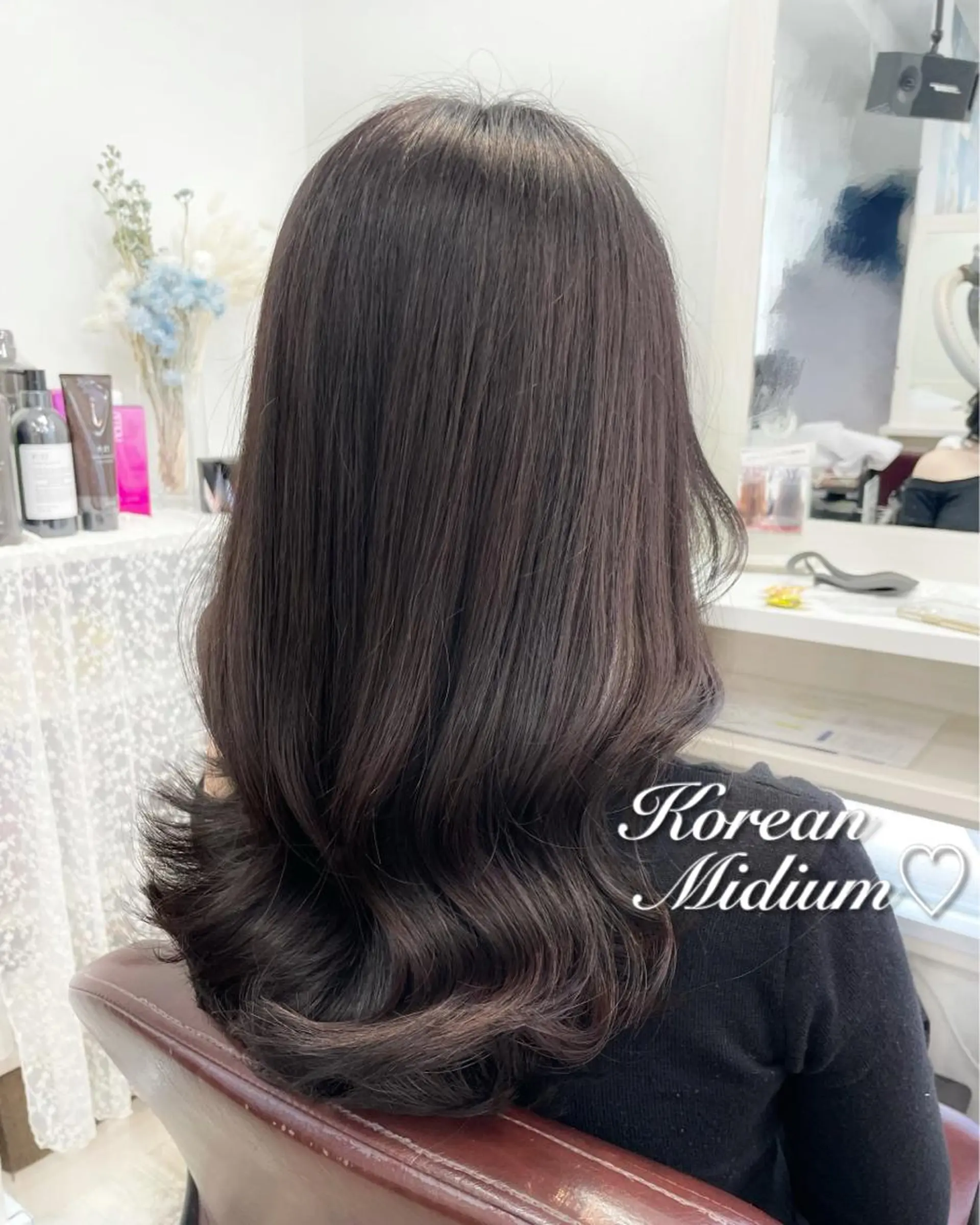 ミディアム カット ヘアセット 韓国ヘア🤍髪質改善 🇰🇷AKANEのヘアスタイル