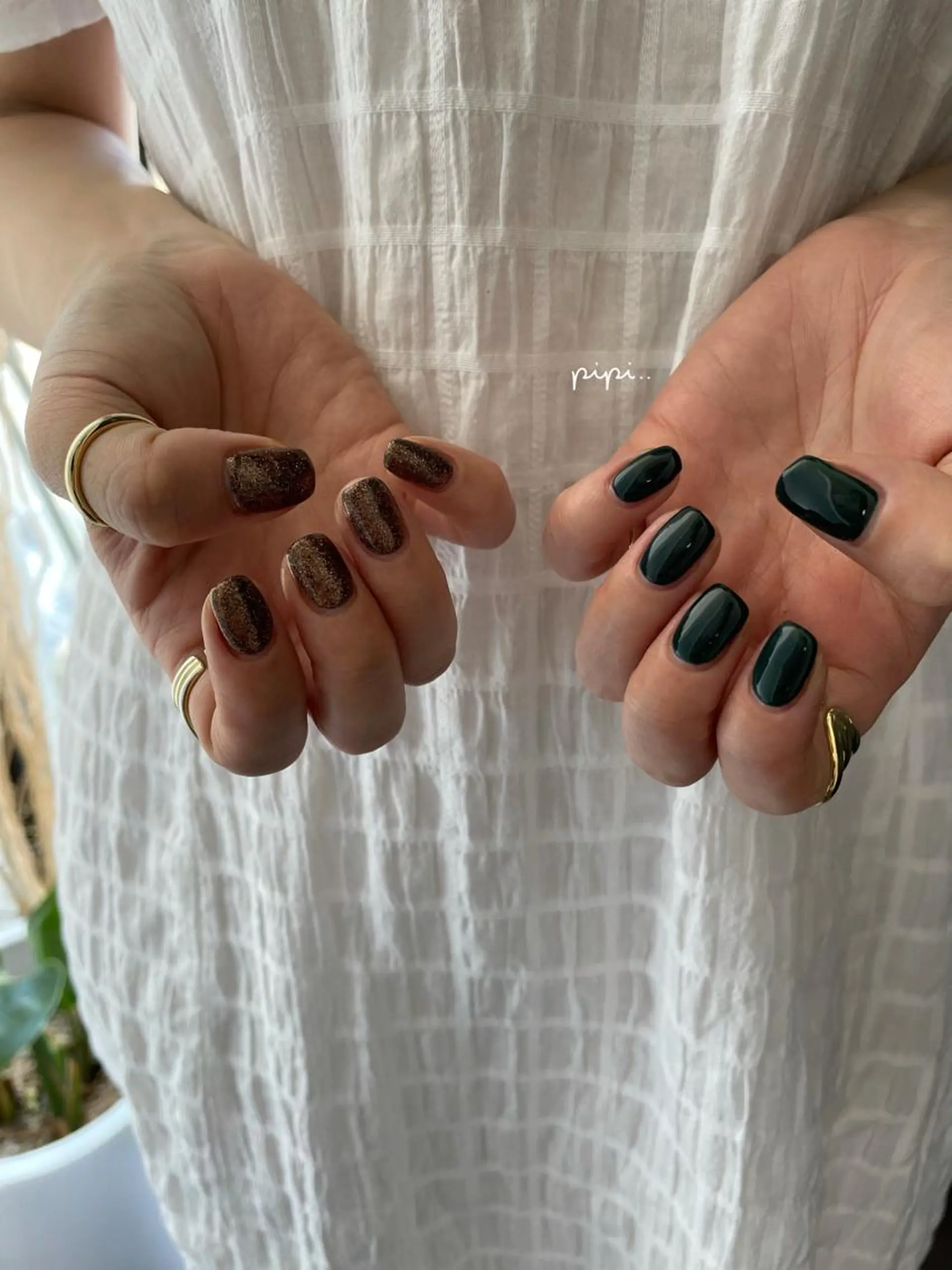 ショート ネイル ブラウン ラメ(グリッター) pipi..所属・pipi ..のネイルデザイン