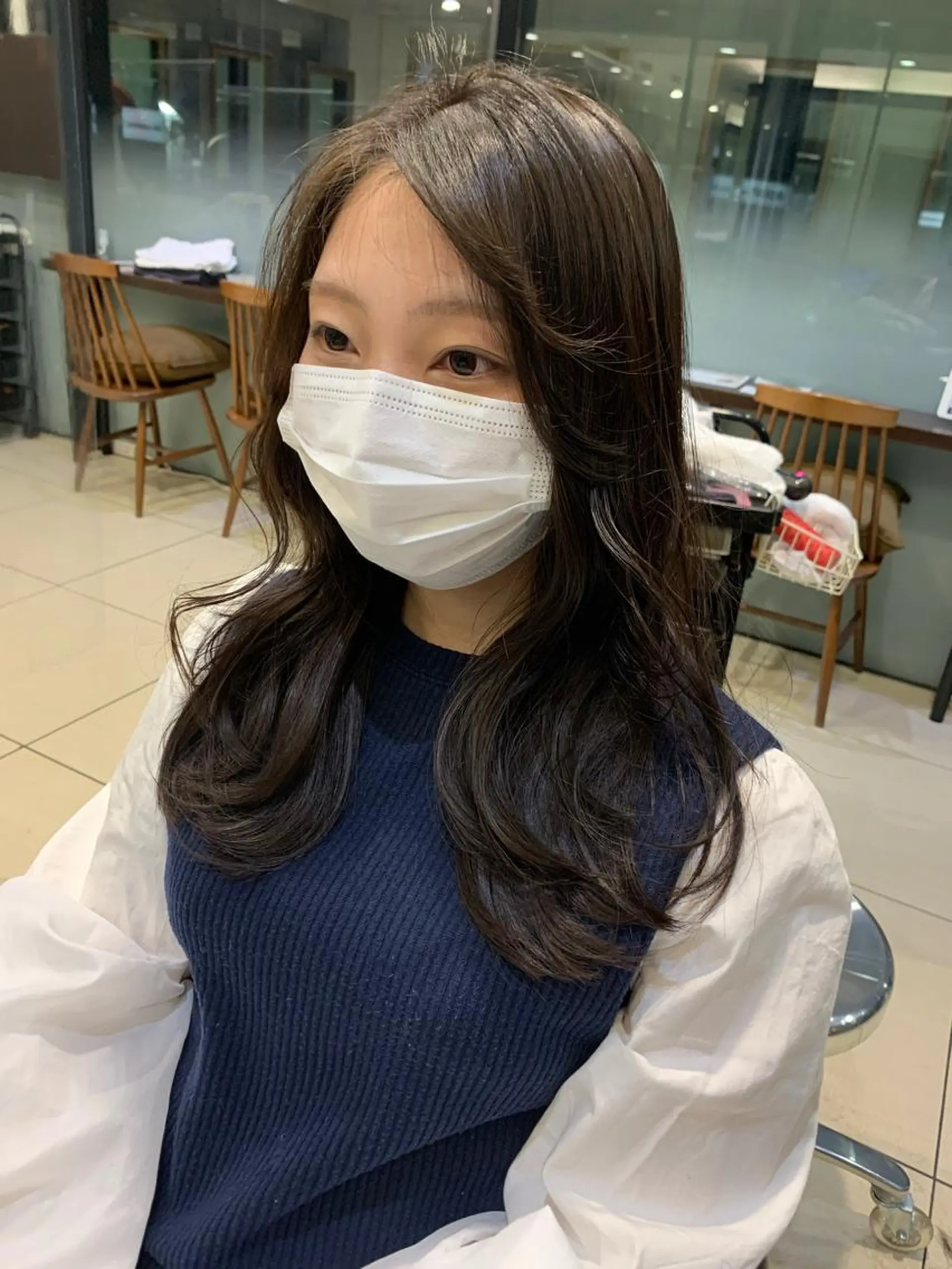 ロング 韓国風ヘア タンバルモリパーマ 礒井メンキのヘアスタイル