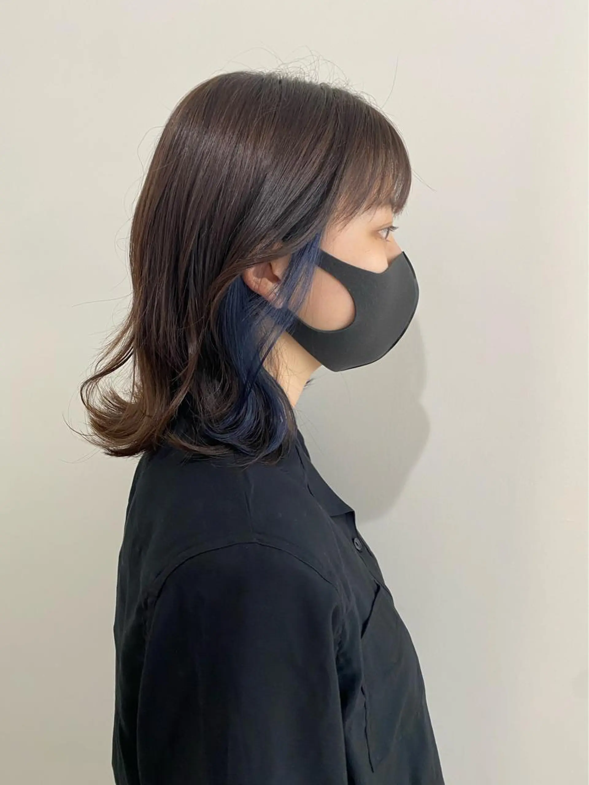 ミディアム カラー ブリーチ ブルーカラー インナーカラー お洒落パーマ/ 艶カラー/michiのヘアスタイル