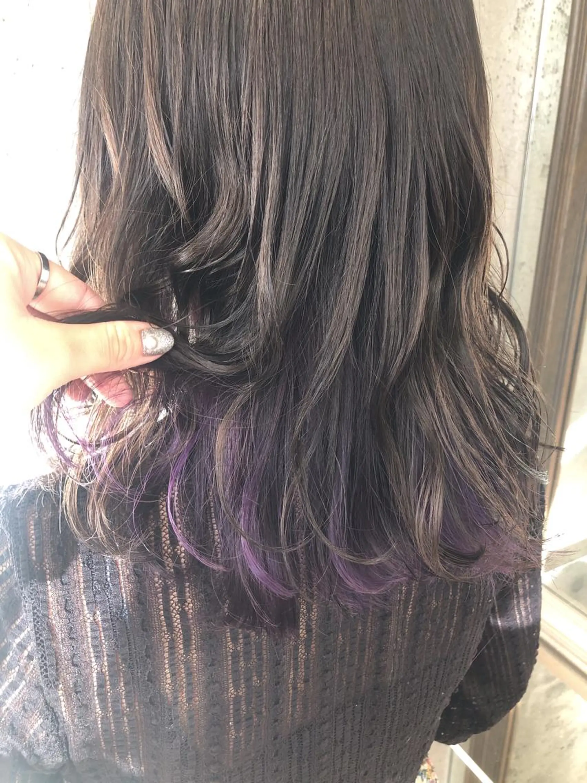 ロング カラー 黒髪 ブルーカラー ブルーブラック パープルカラー ヘアカラー wakana 【ブリーチカラー】のヘアスタイル