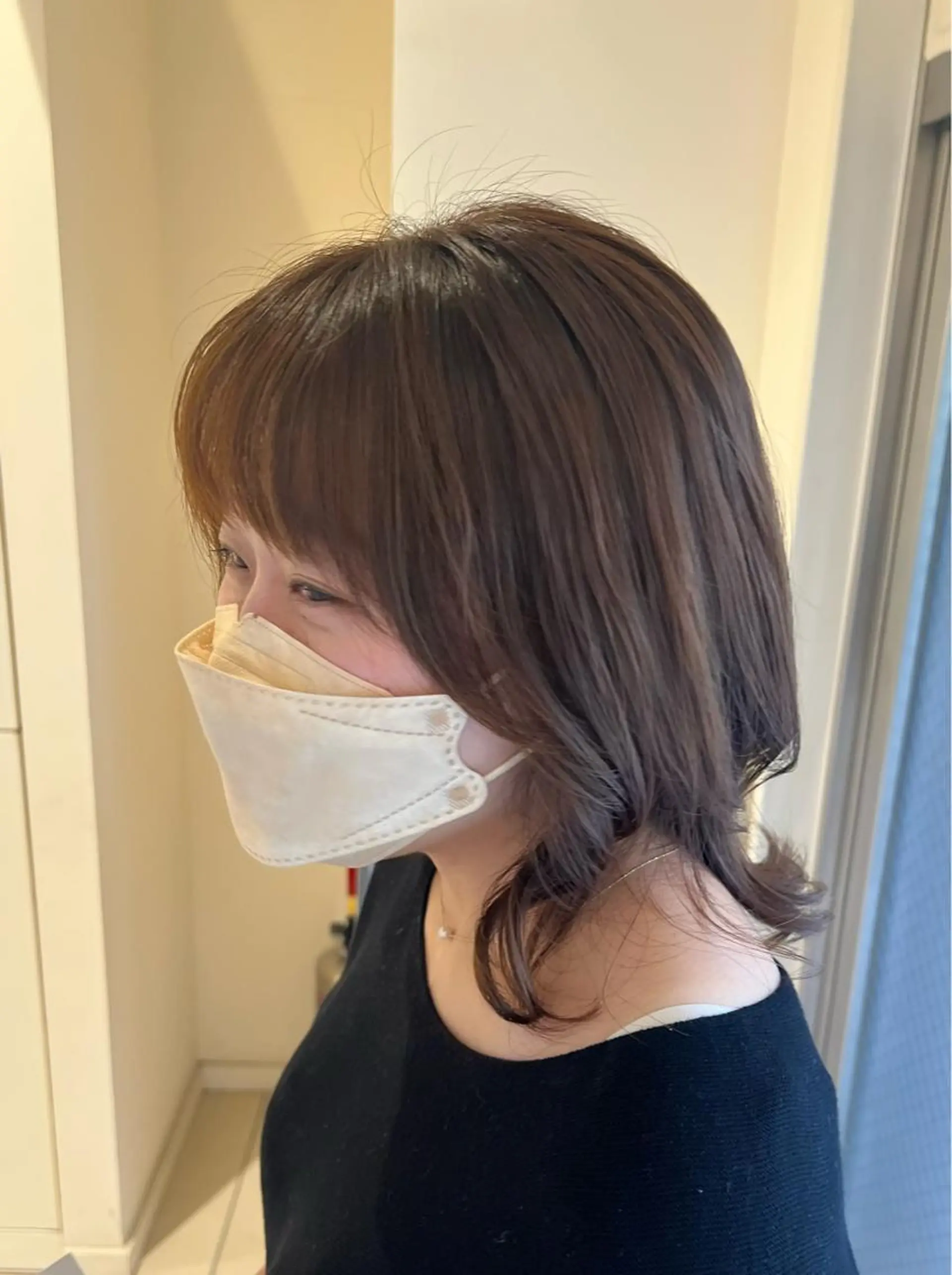 ミディアム パーマ ミディアムパーマ 顔まわりカット🥀 原ちひろのヘアスタイル