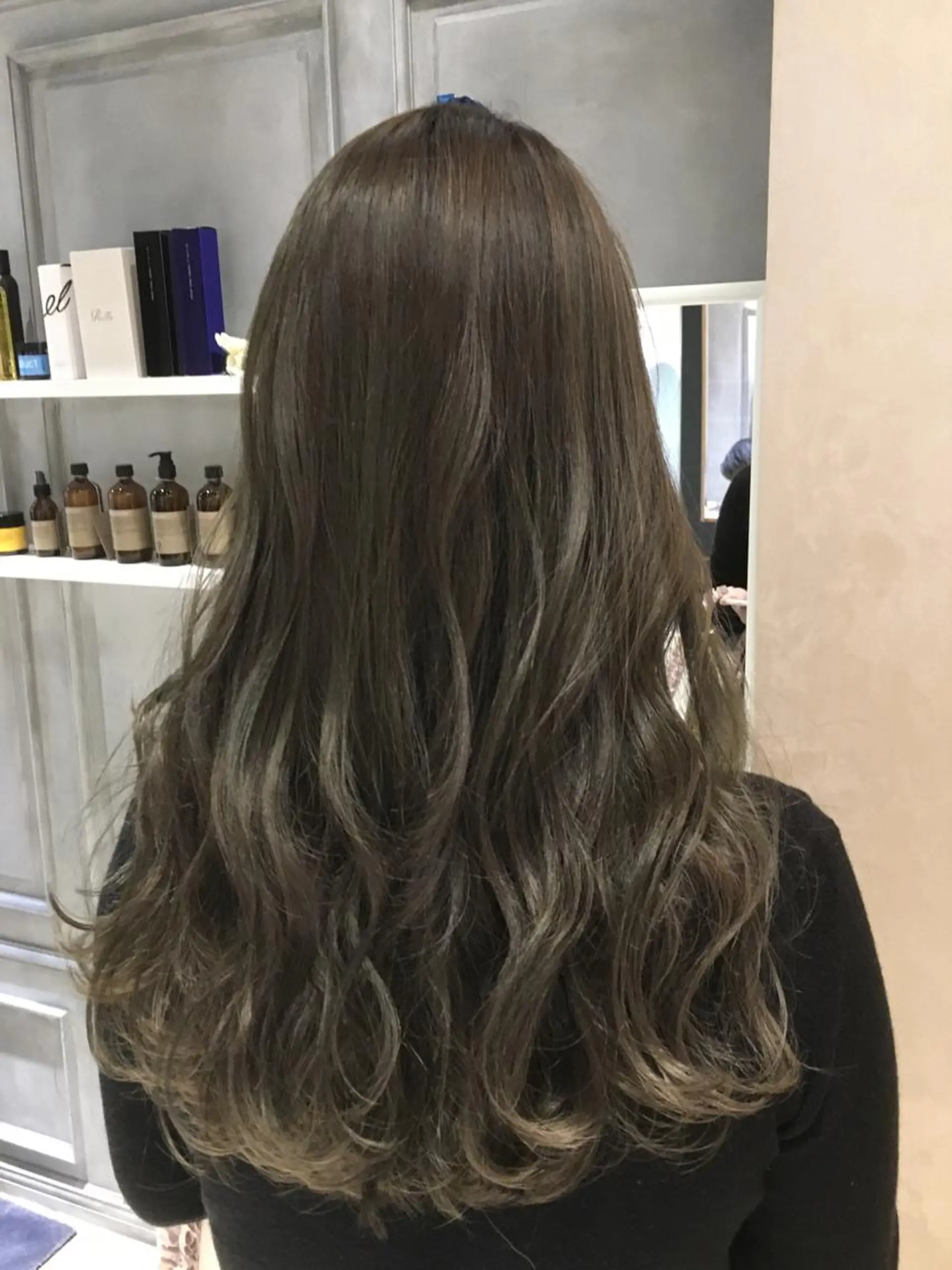 ロング カラー パーマ グレージュ 酸性縮毛矯正のプロ 杉山玲介のヘアスタイル