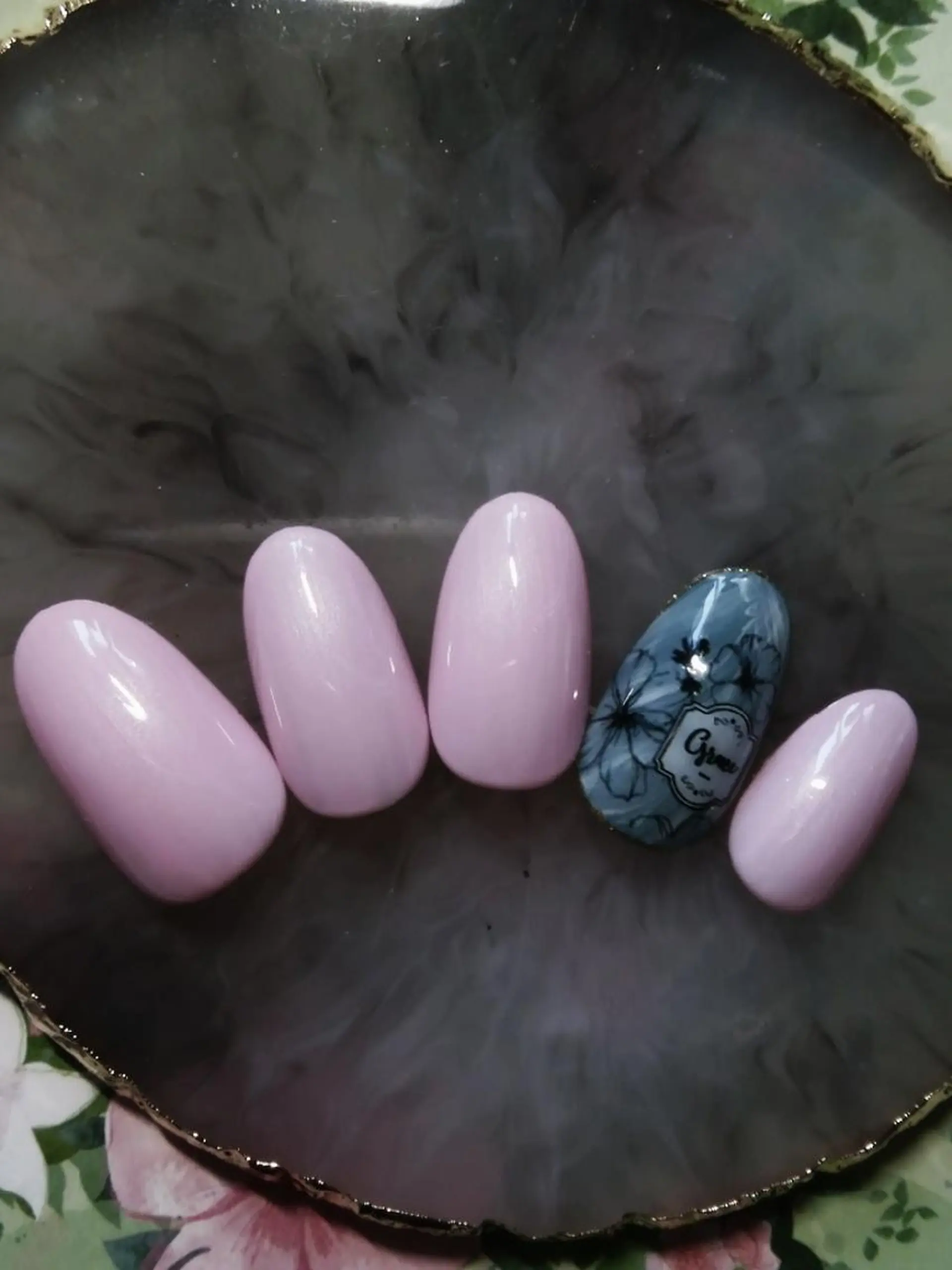 ネイル フラワーネイル 大理石ネイル(マーブル) ハンドネイル リラクゼーション＆ネイル仙殊~センジュ~所属・senju 　のネイルデザイン