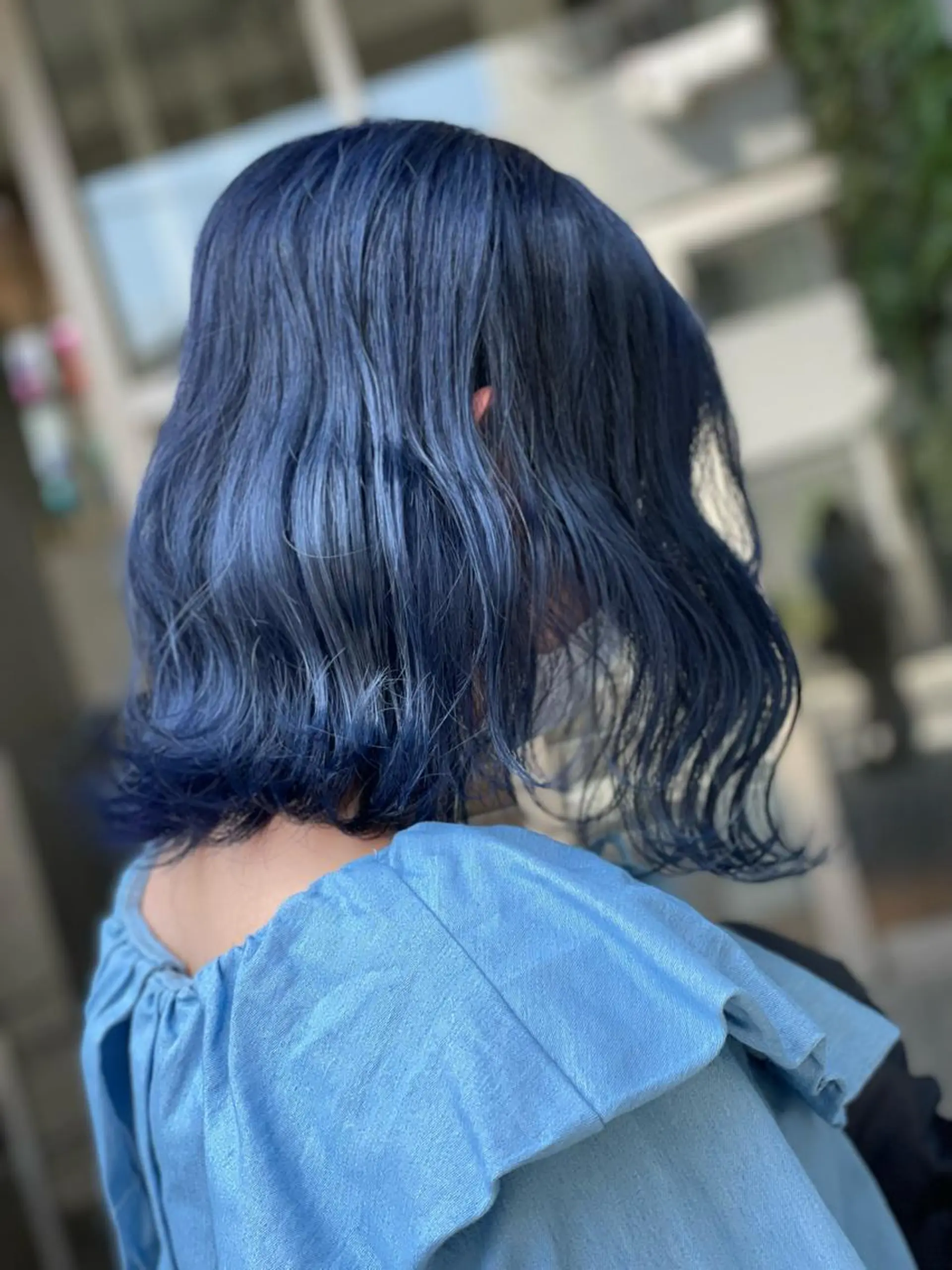 ミディアム カラー ヘアアレンジ ブリーチ ブルーカラー ケアブリーチ ダブルカラー ネイビーカラー ヘアカラー トリートメント 髪質改善×ハイトーン 中田啄也のヘアスタイル